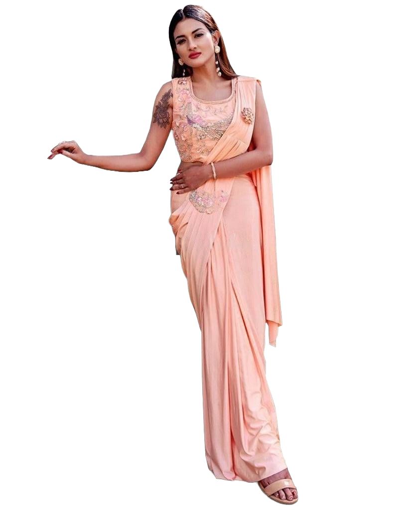 Trendy One minute, Ready to Wear Saree in Pastel Melon Saree JCS Fashions Pastel Melon Free size