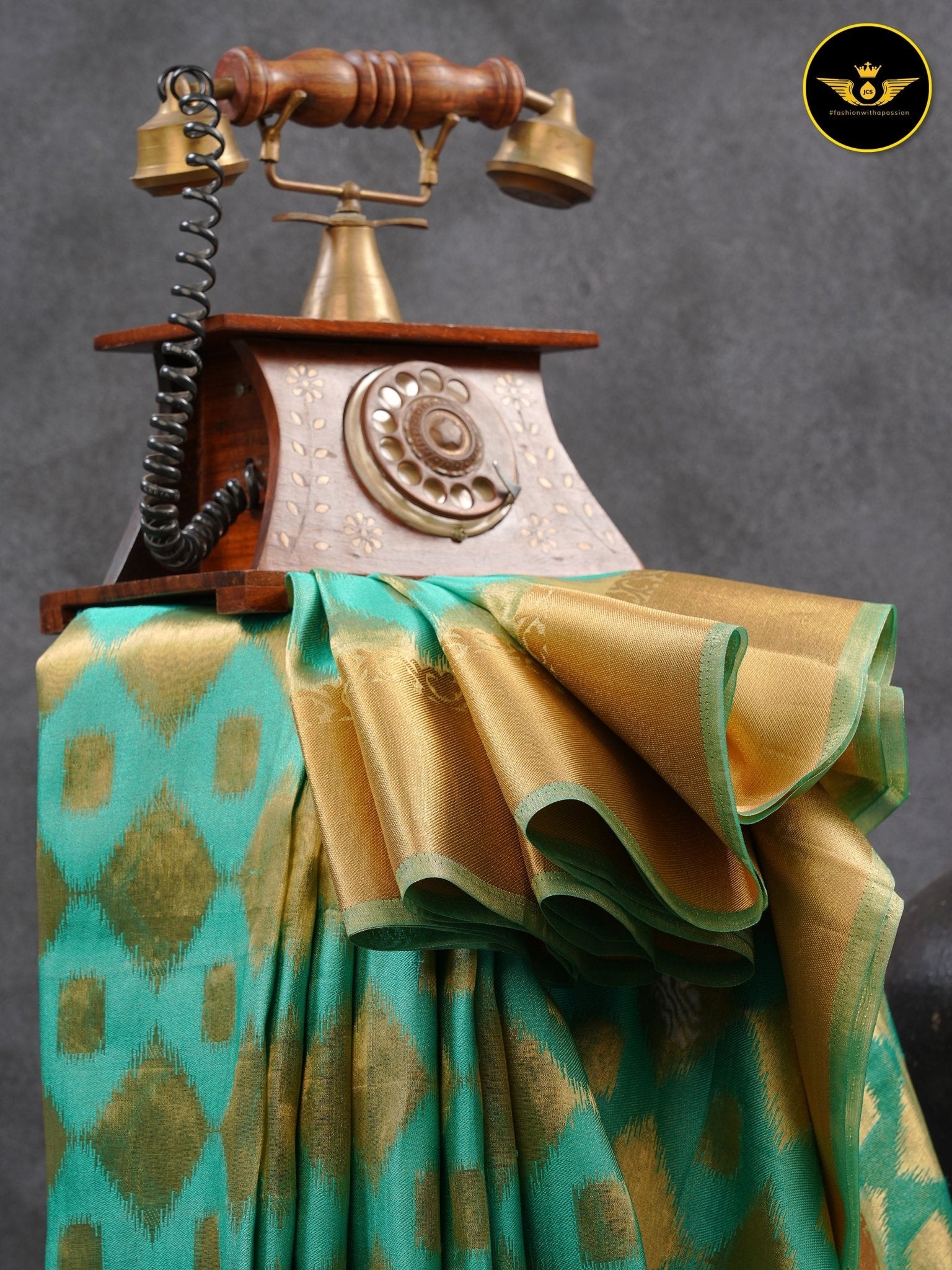 Turquoise Green Color Chanderi Silk Saree With Lace Work Blouse SAREE JCS Fashions