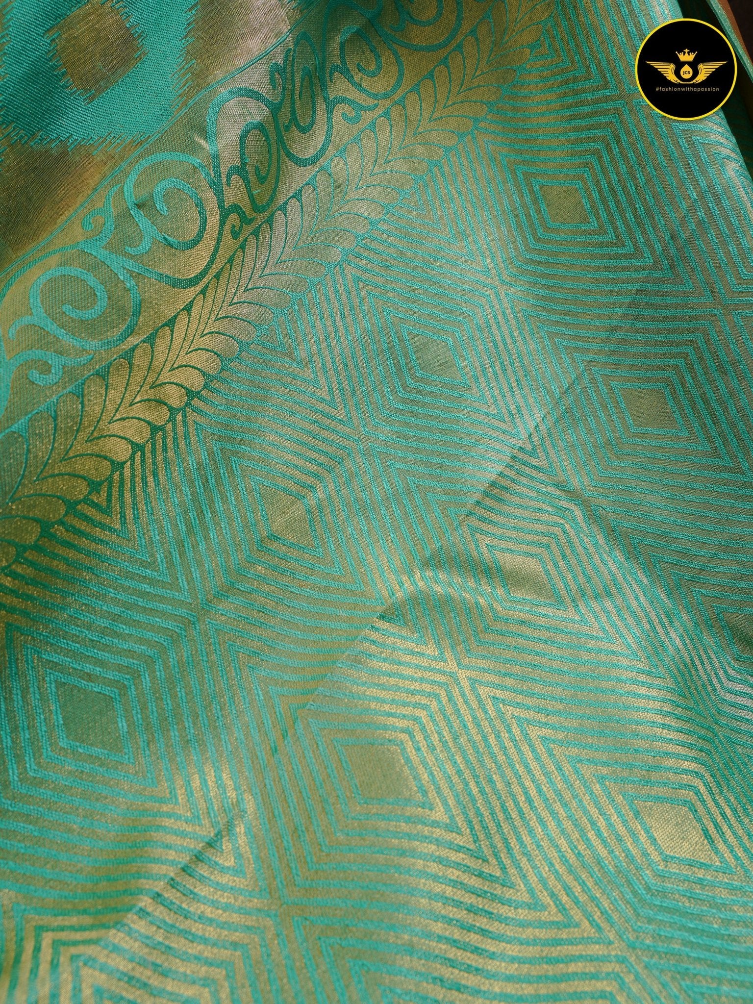Turquoise Green Color Chanderi Silk Saree With Lace Work Blouse SAREE JCS Fashions