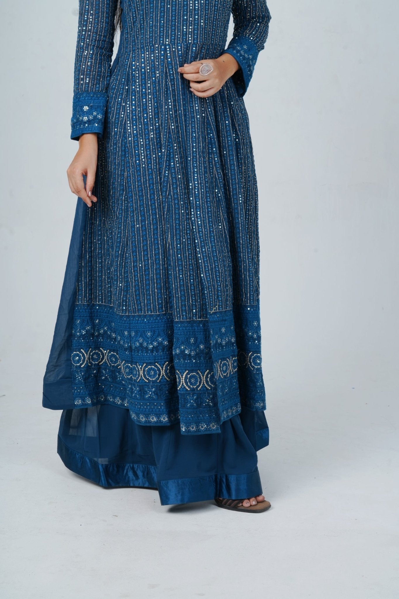 Unique Georgette Salwar Suit with Skirt - Embelished with Sequin Work KURTI JCS Fashions