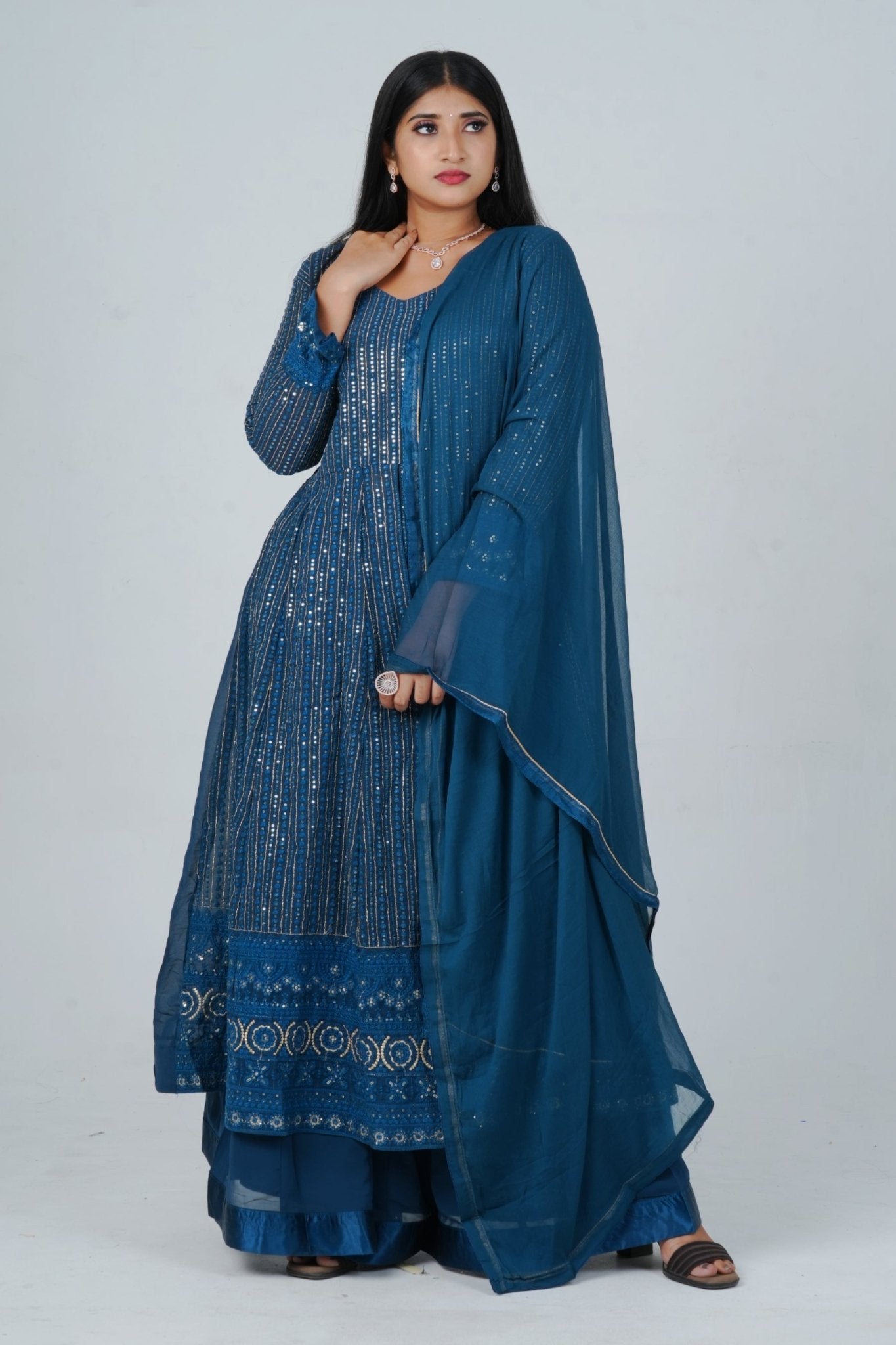 Unique Georgette Salwar Suit with Skirt - Embelished with Sequin Work KURTI JCS Fashions