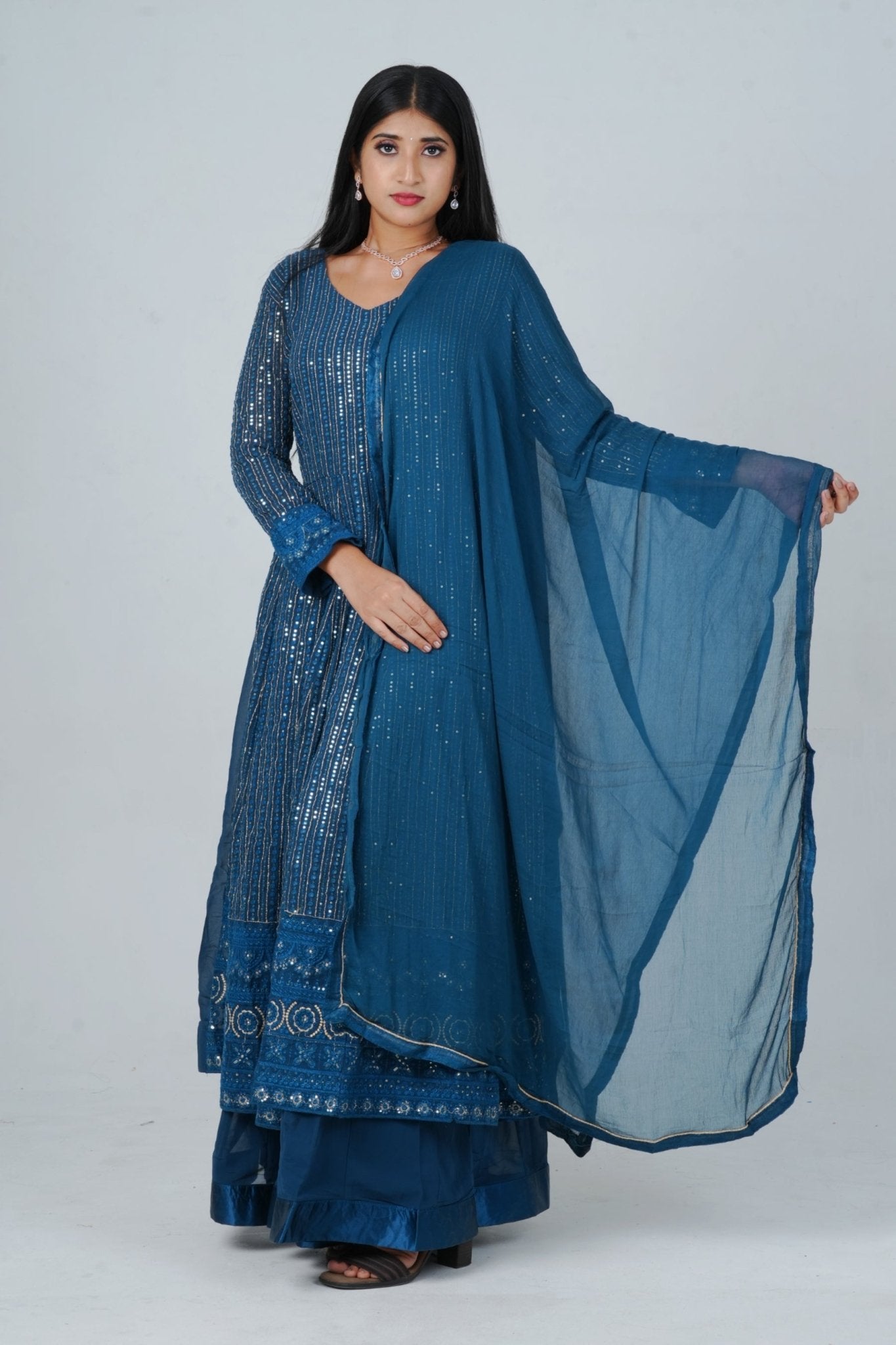 Unique Georgette Salwar Suit with Skirt - Embelished with Sequin Work KURTI JCS Fashions