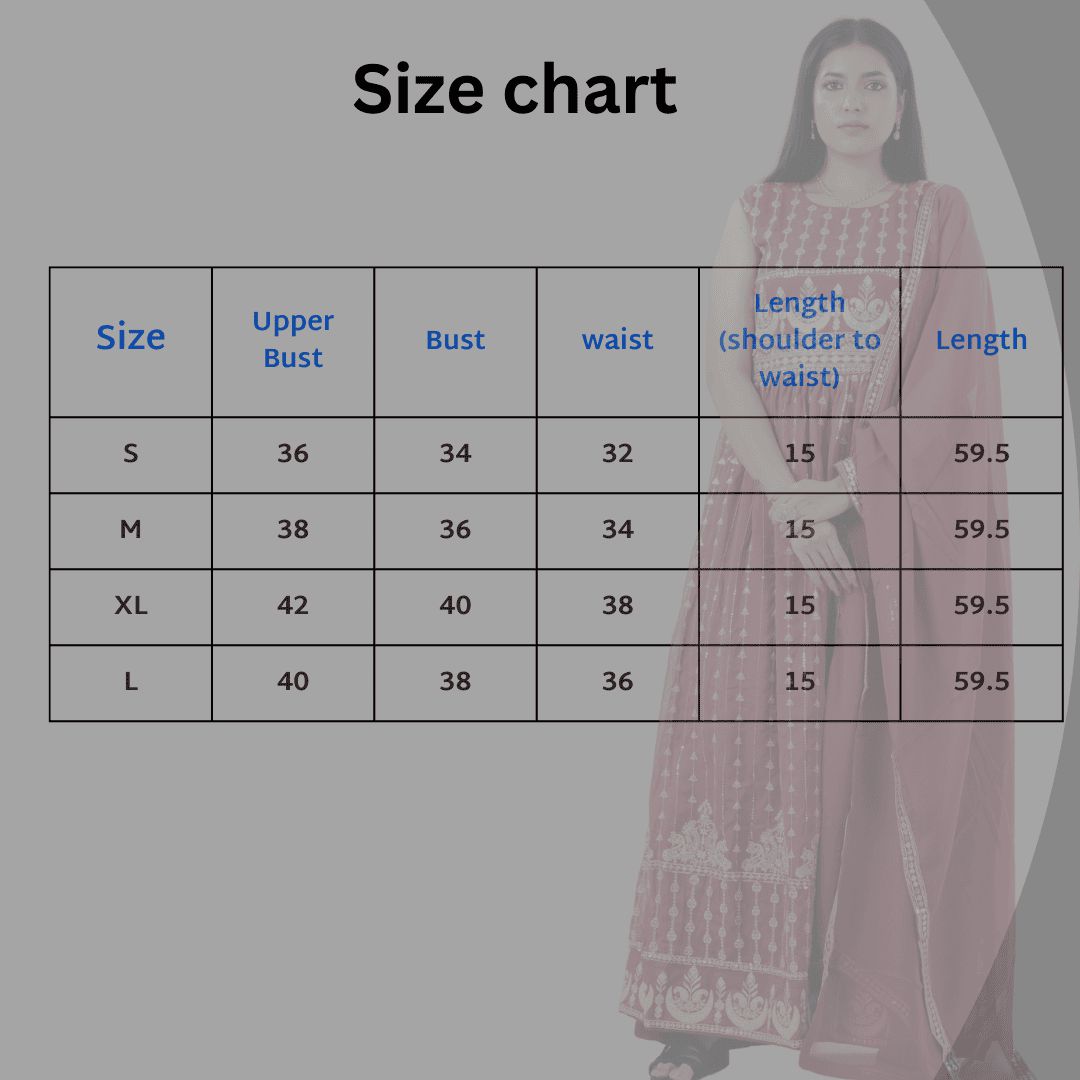 Versatile Georgette Embroidered Umbrella Cut Kurti KURTI JCS Fashions