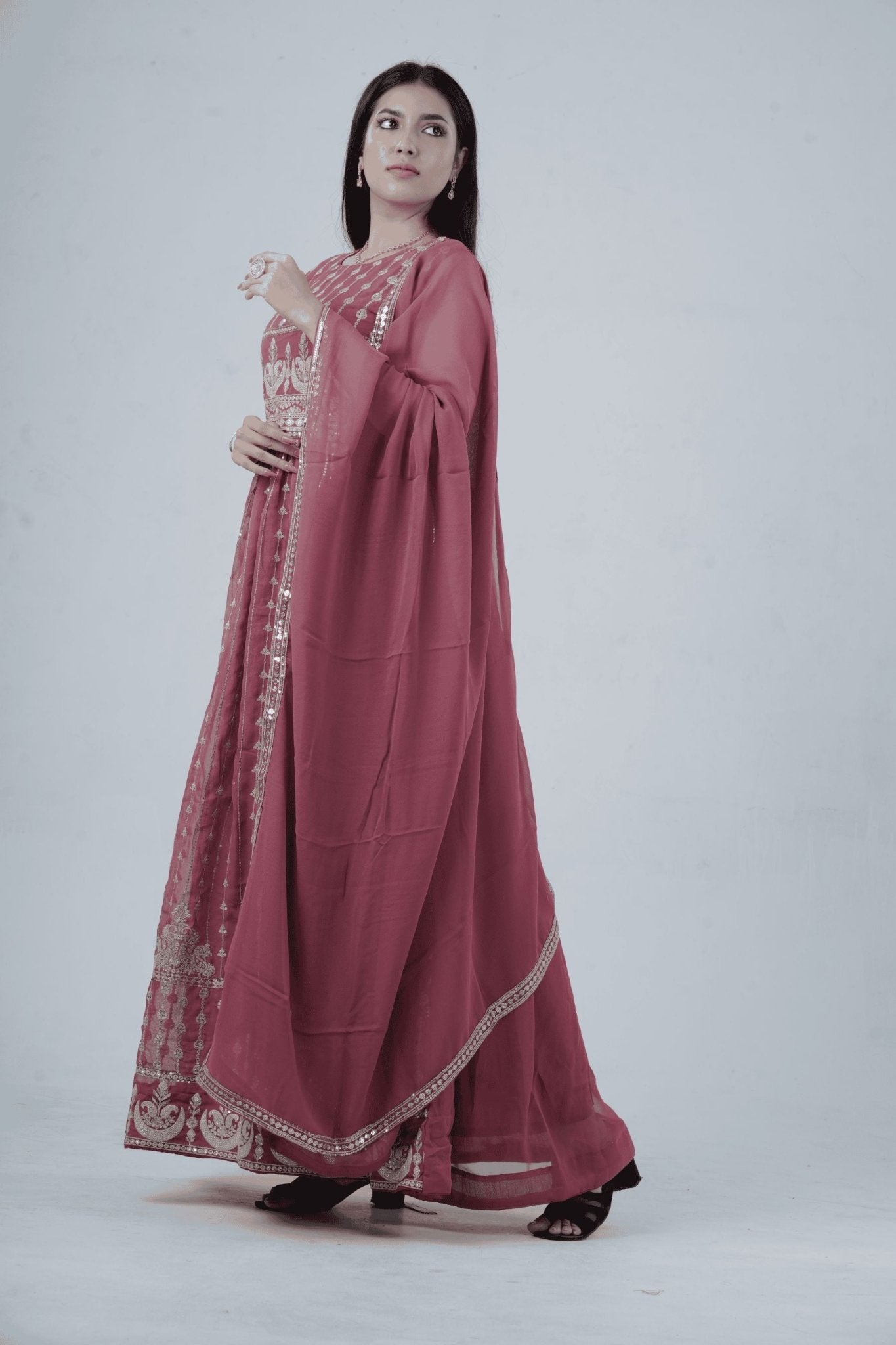 Versatile Georgette Embroidered Umbrella Cut Kurti KURTI JCS Fashions