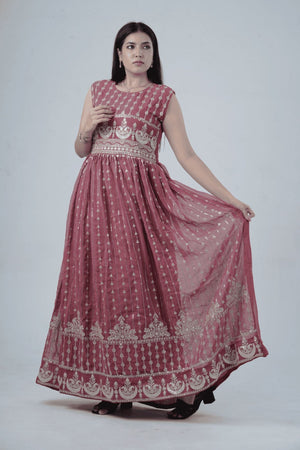 Versatile Georgette Embroidered Umbrella Cut Kurti