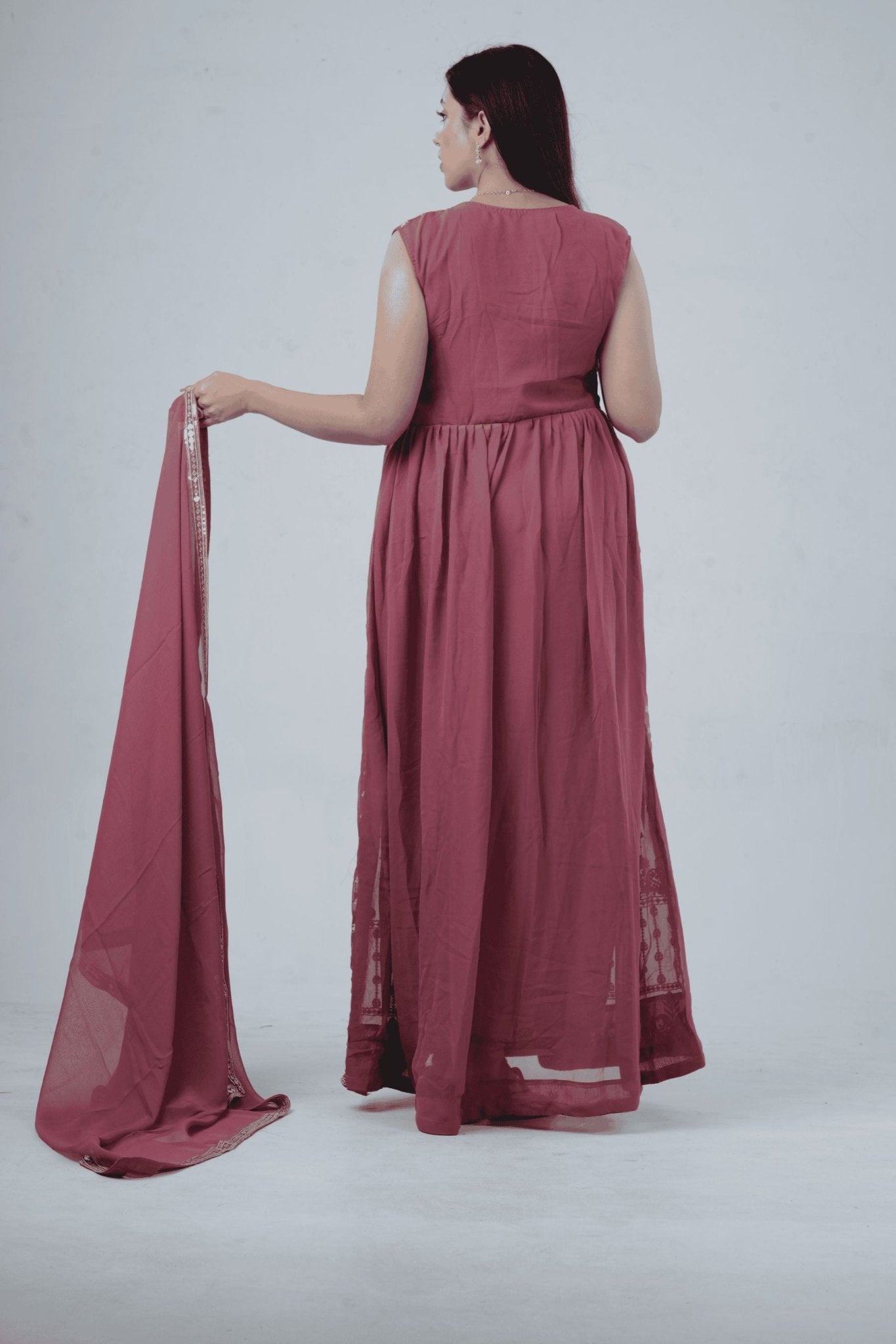 Versatile Georgette Embroidered Umbrella Cut Kurti KURTI JCS Fashions