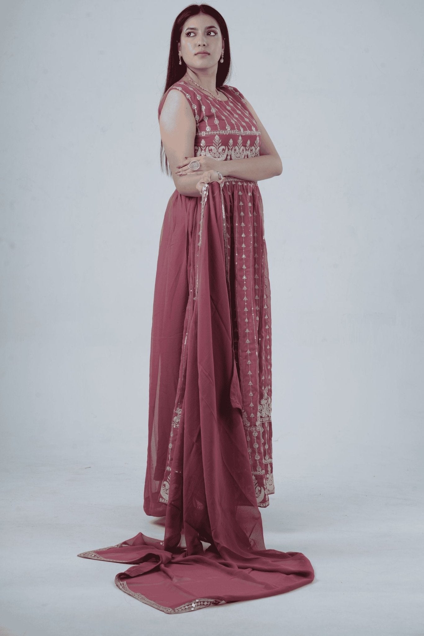 Versatile Georgette Embroidered Umbrella Cut Kurti KURTI JCS Fashions