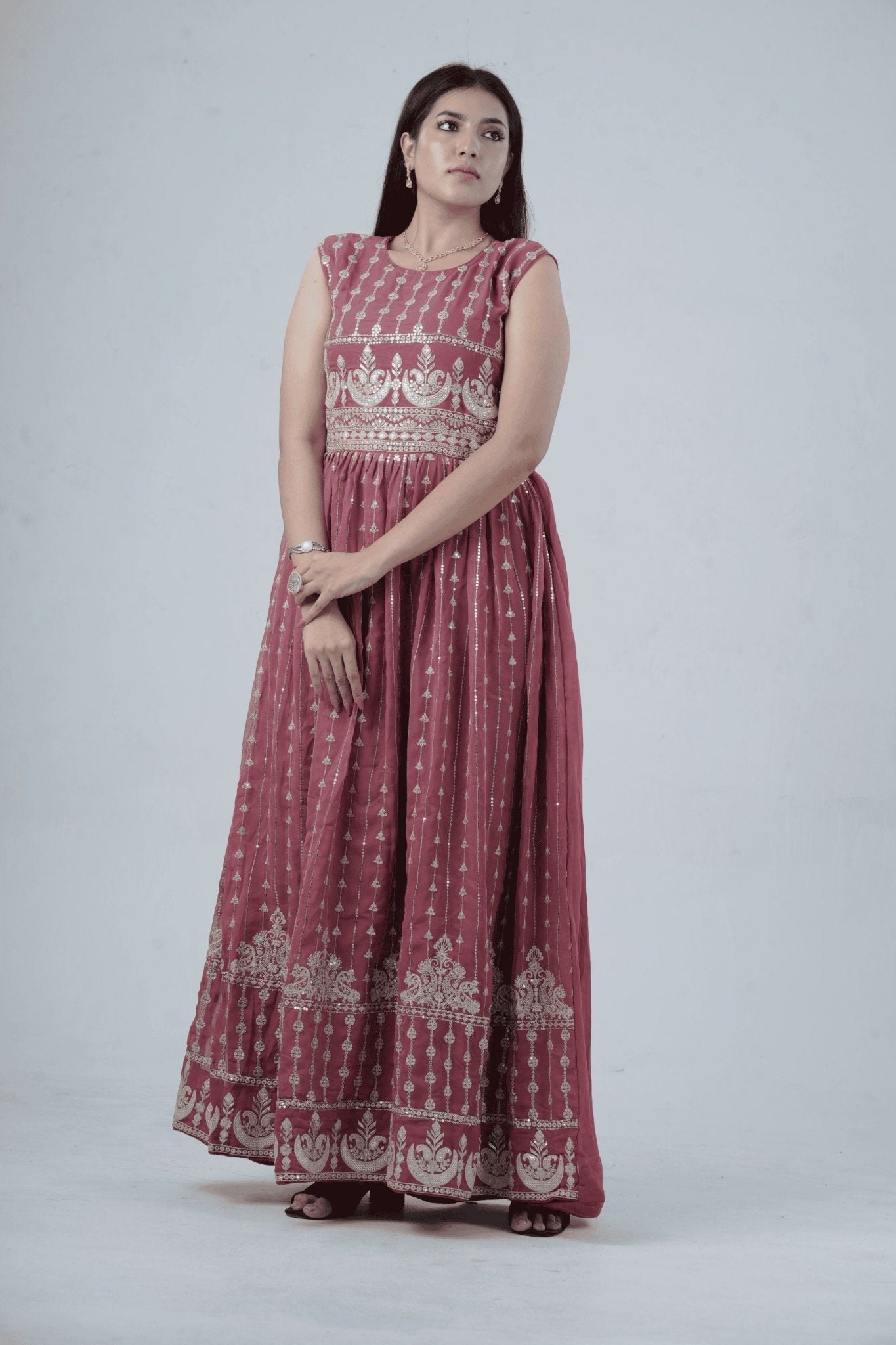 Versatile Georgette Embroidered Umbrella Cut Kurti KURTI JCS Fashions