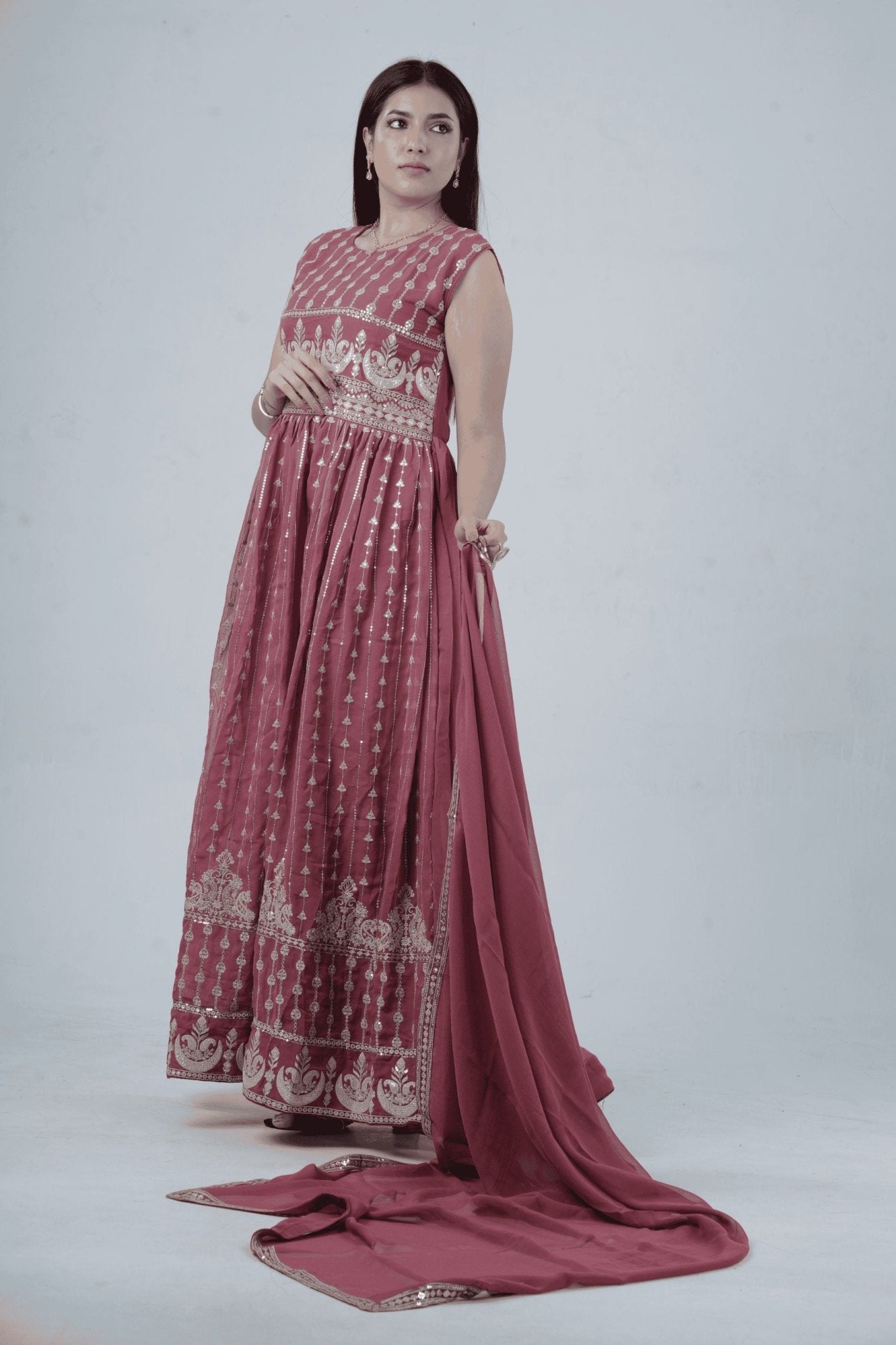 Versatile Georgette Embroidered Umbrella Cut Kurti KURTI JCS Fashions