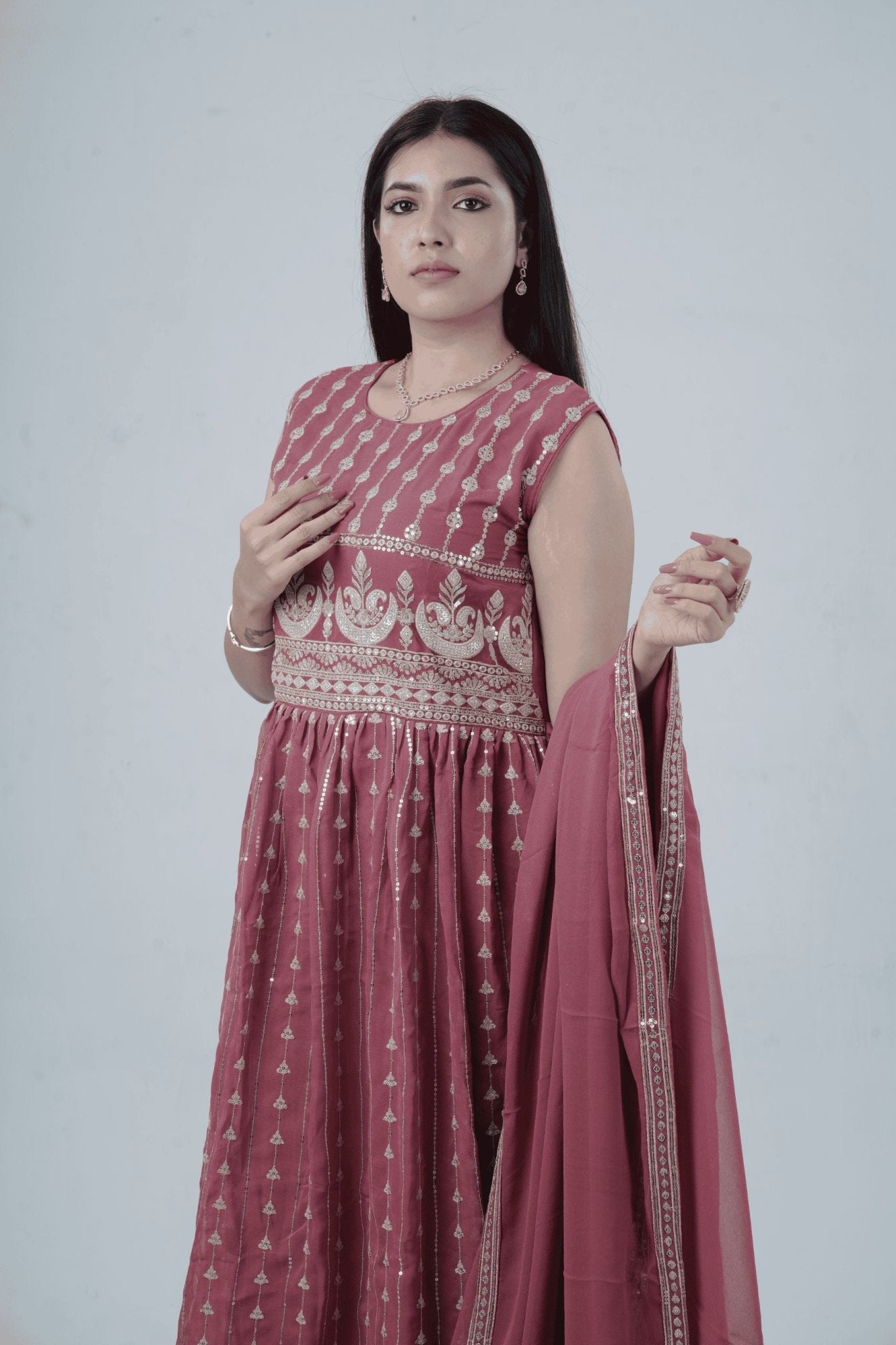 Versatile Georgette Embroidered Umbrella Cut Kurti KURTI JCS Fashions