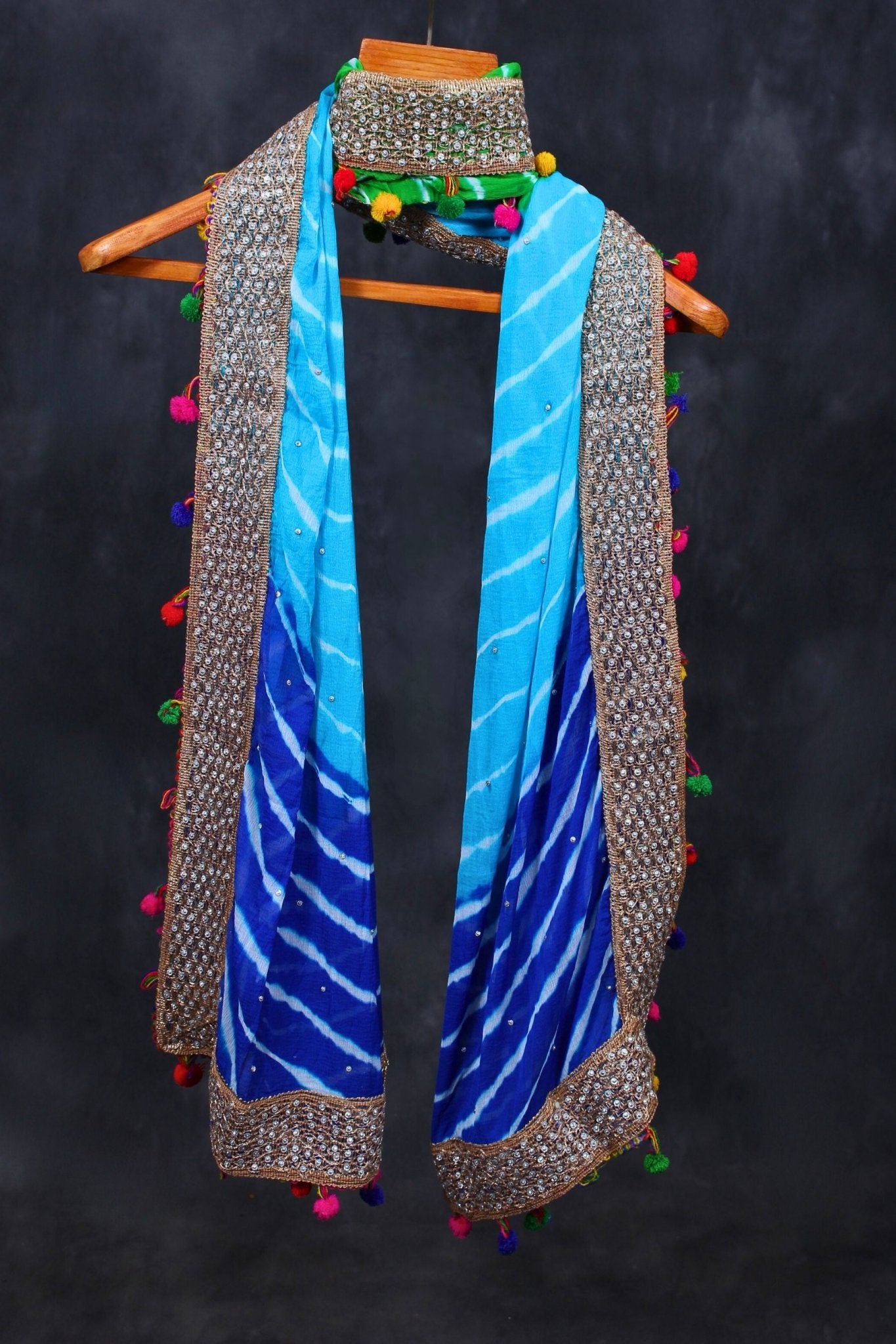 Vibrant Bandhani Art Silk Dupatta with Elegant Tassels Dupatta JCS Fashions Blue Free size