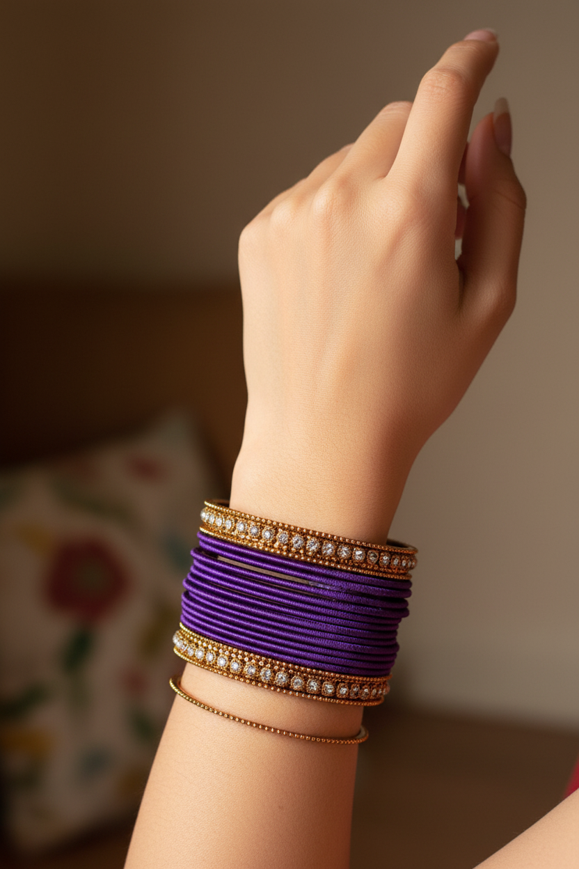 Violet Vivid Violet Silk Thread Bangles: in Every Twist