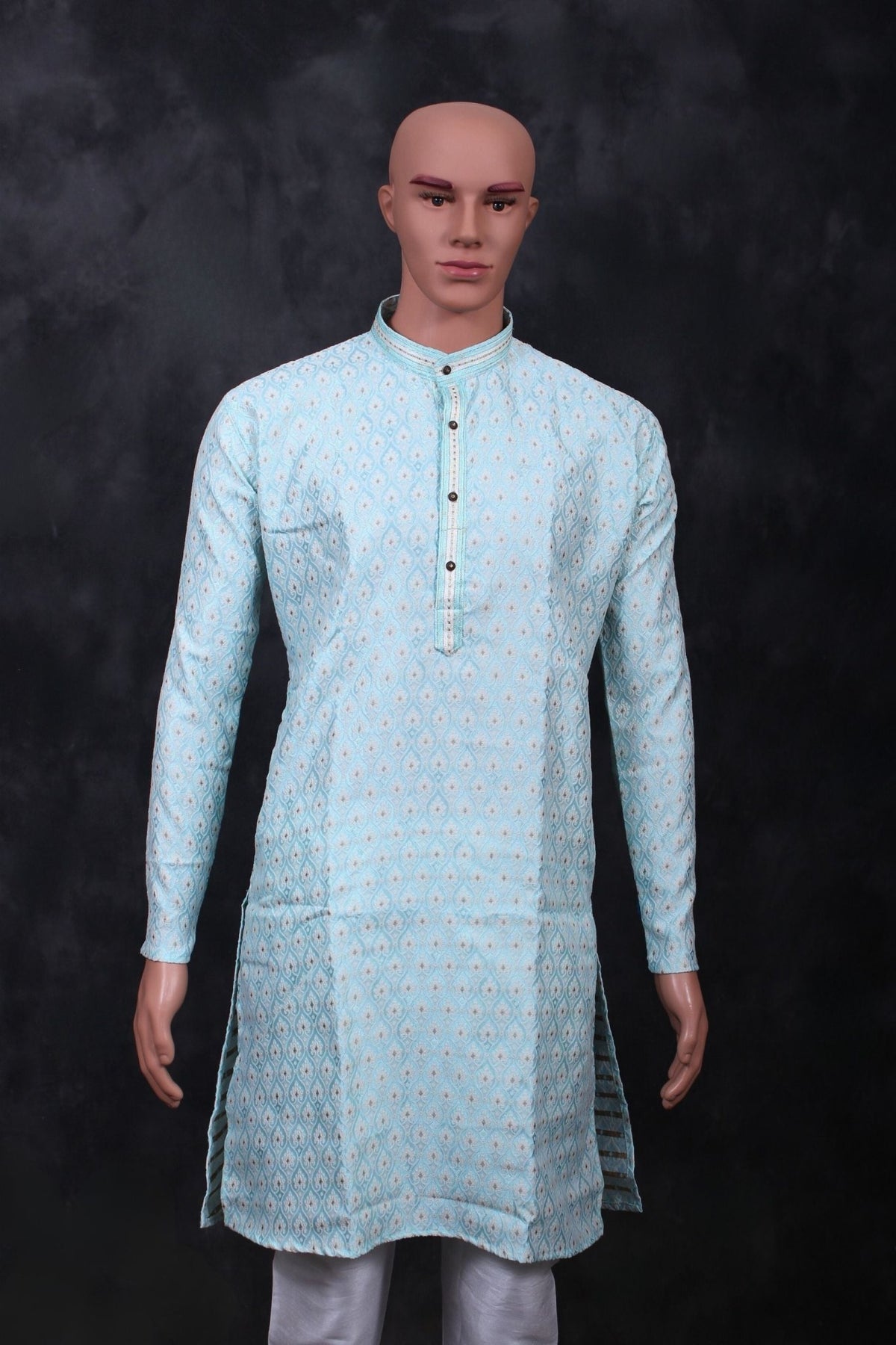 White Jacquard Men's Kurta - Versatile Ethnic Wear by JCS Fashions Men JCS Fashions Sky Blue Large (40)