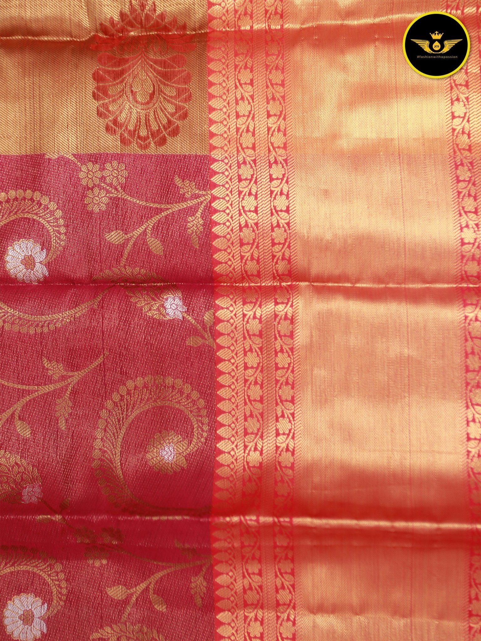 Zari Weave Semi Silk Saree with Long Borders - Elegant and Rich Saree JCS Fashions