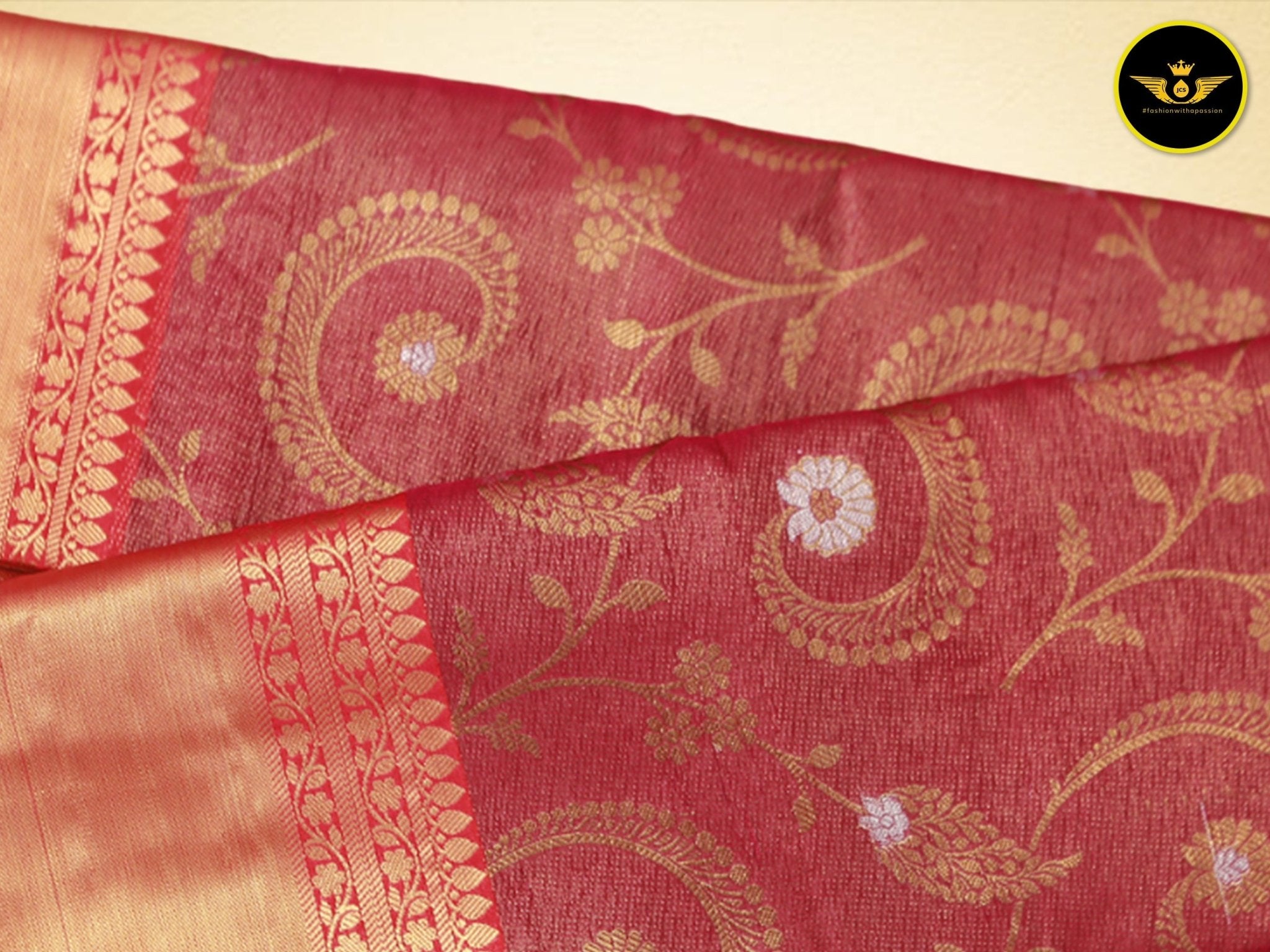 Zari Weave Semi Silk Saree with Long Borders - Elegant and Rich Saree JCS Fashions