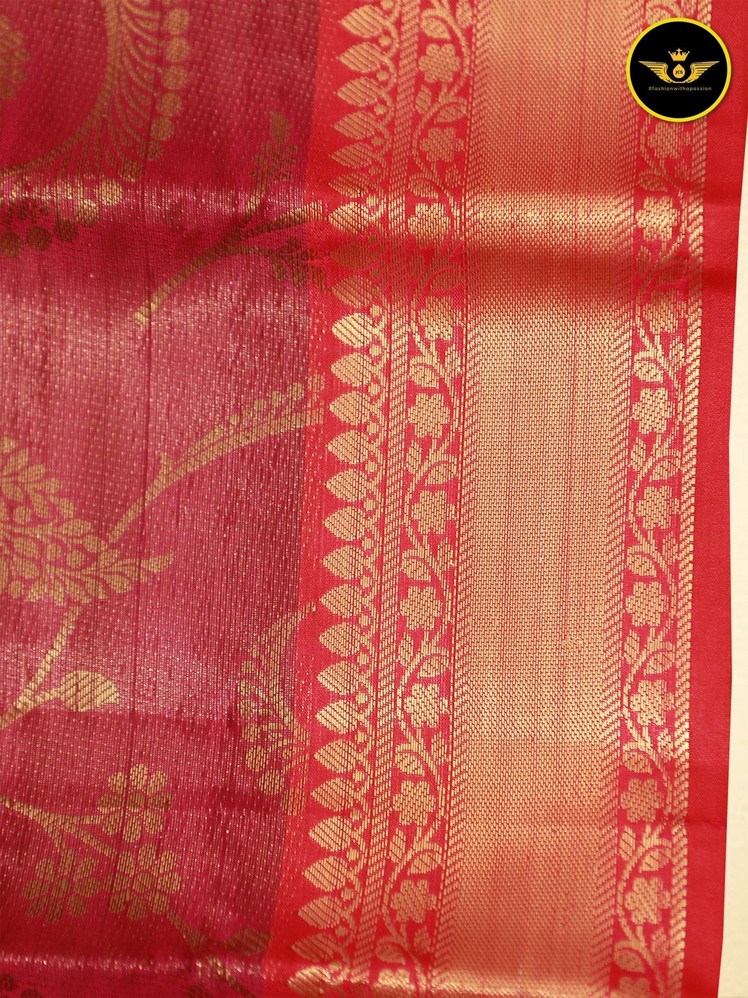 Zari Weave Semi Silk Saree with Long Borders - Elegant and Rich Saree JCS Fashions