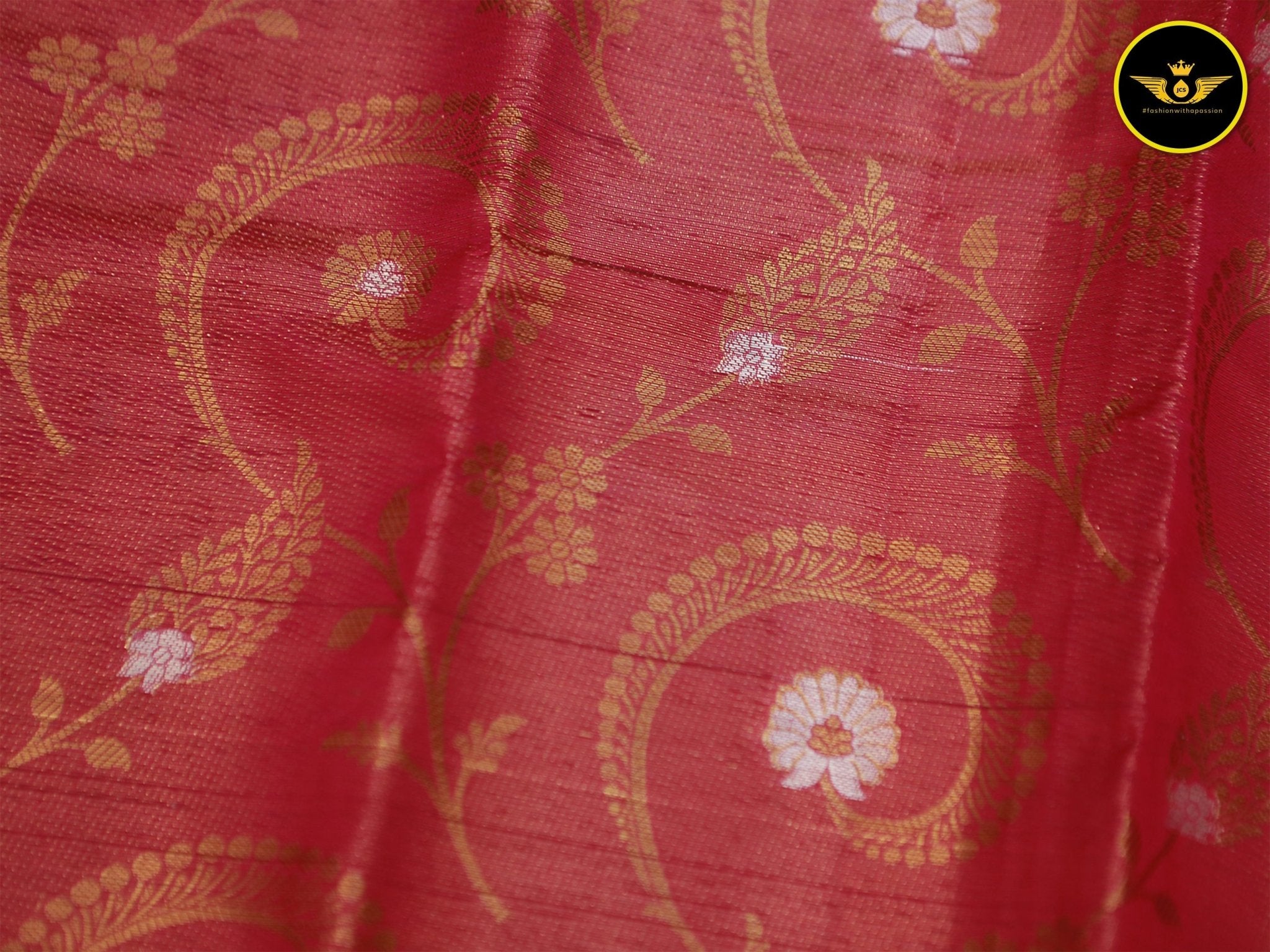 Zari Weave Semi Silk Saree with Long Borders - Elegant and Rich Saree JCS Fashions