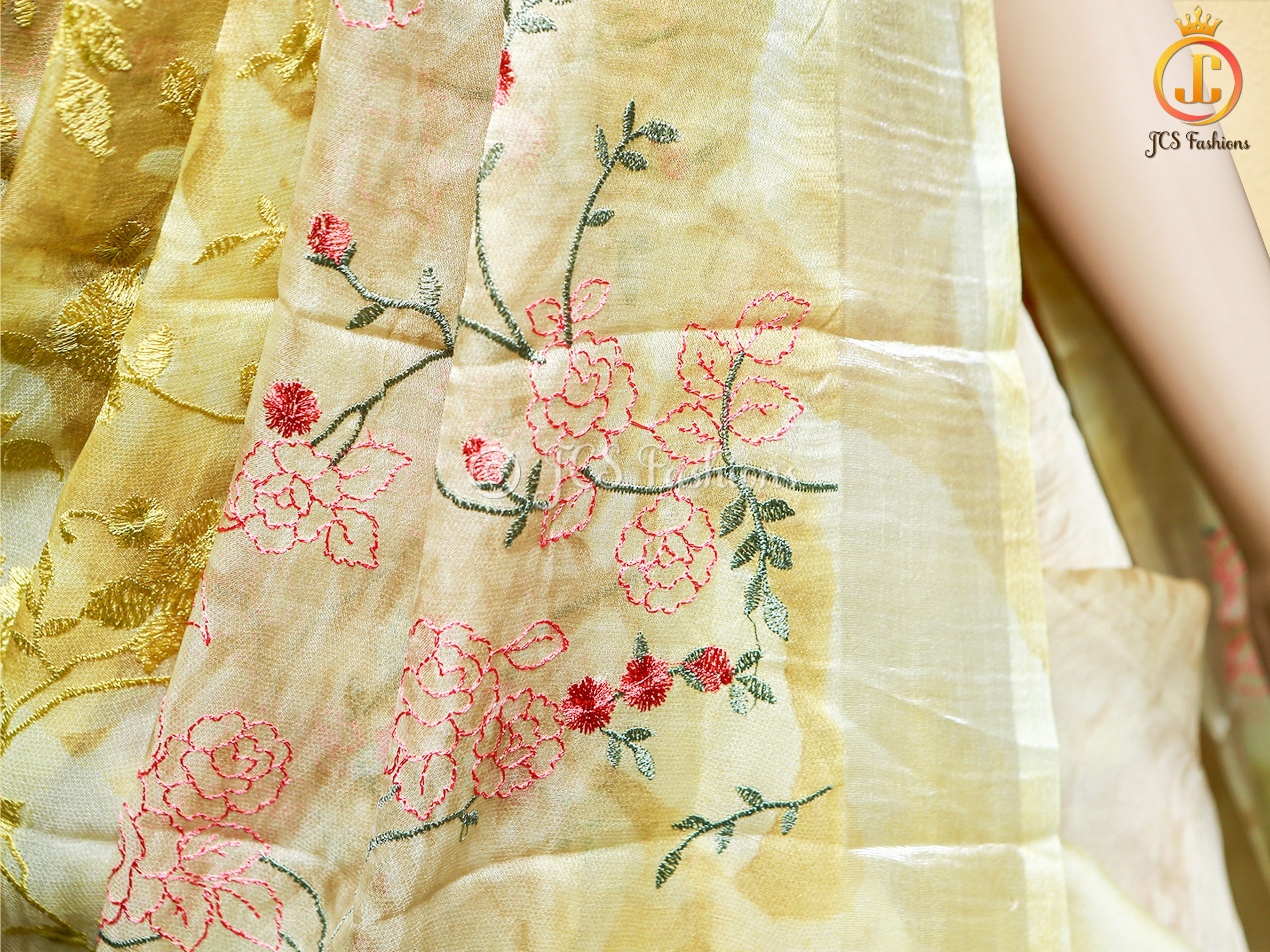 Soft Organza Saree With embroidery and zari work, Fully stitched blouse SAREE JCS Fashions