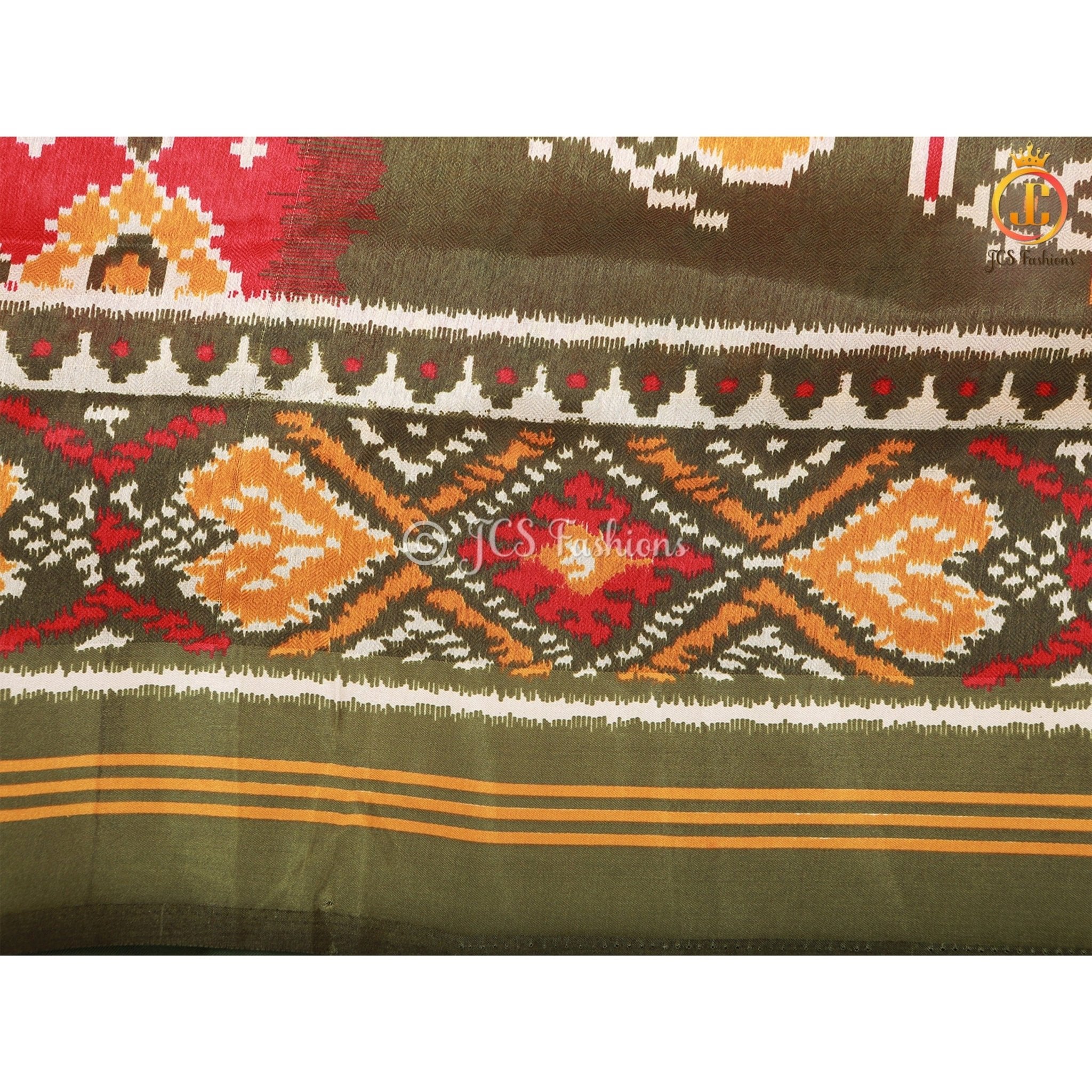 Ajarakh And Patola Satin Soft Fabric Saree With Fully Stitched Blouse SAREE JCS Fashions