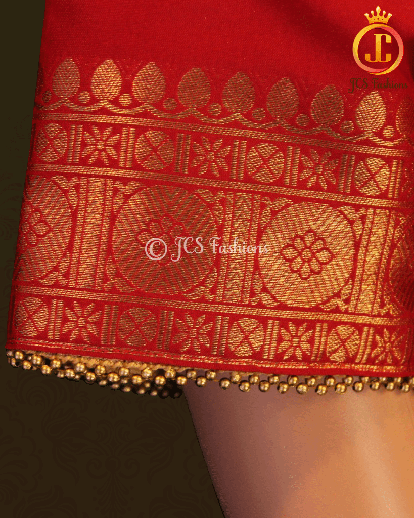 Banarasi Lehenga with Crop Top| Kanchipuram Border Lehenga JCS Fashions