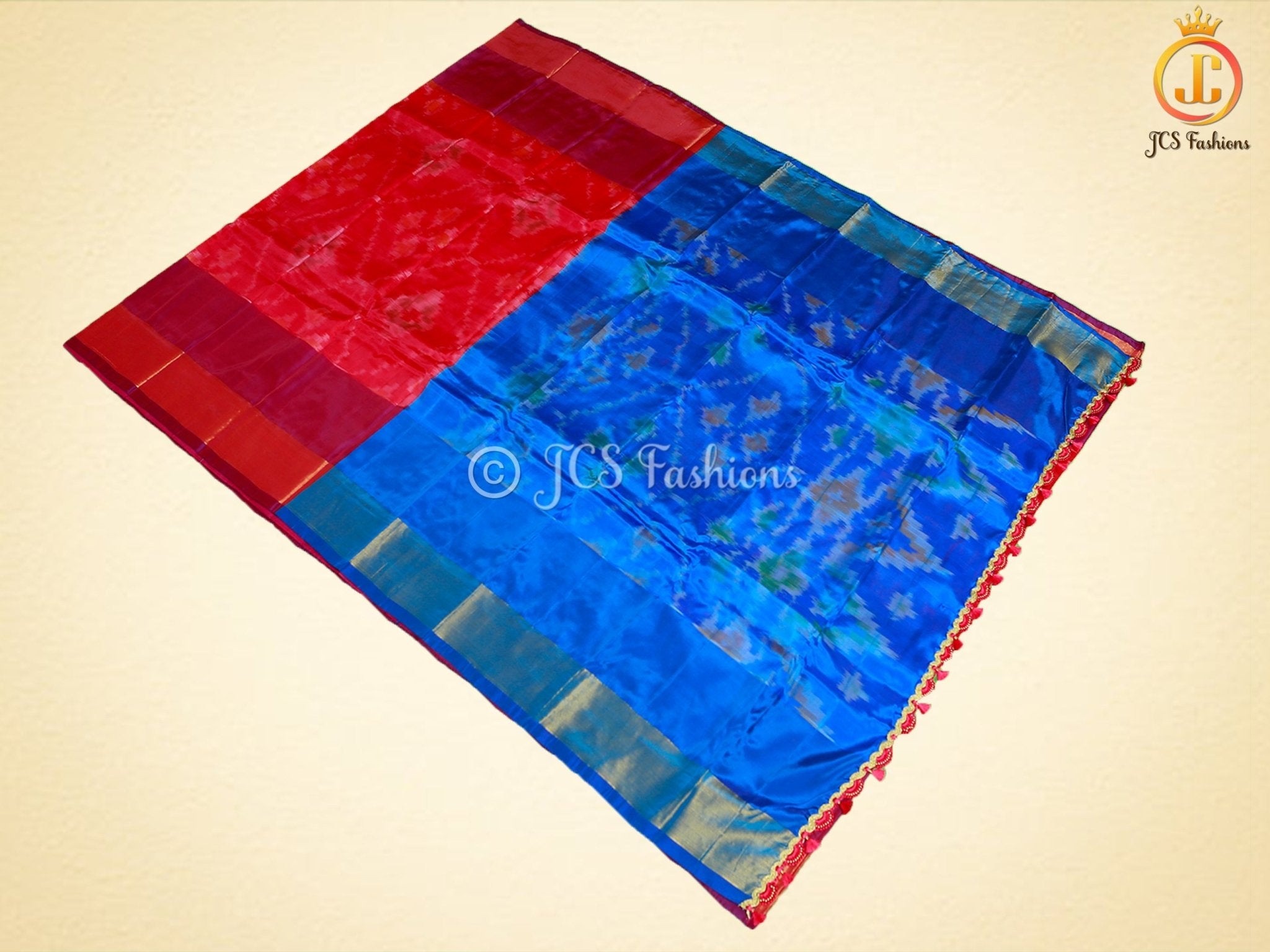 Beautiful Pochampalli Ikkat Design Soft Silk Pattu Saree With Blouse SAREE JCS Fashions Red 5.5 meters