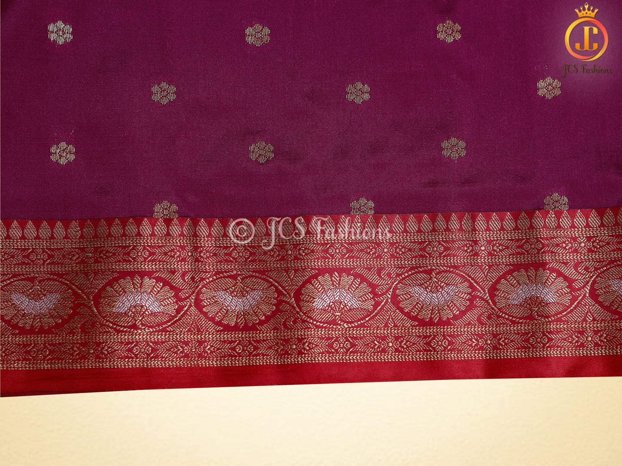 Beautiful Soft Banarasi Silk Saree With A Fully Stitched Blouse SAREE JCS Fashions Maroon 5.5 meters