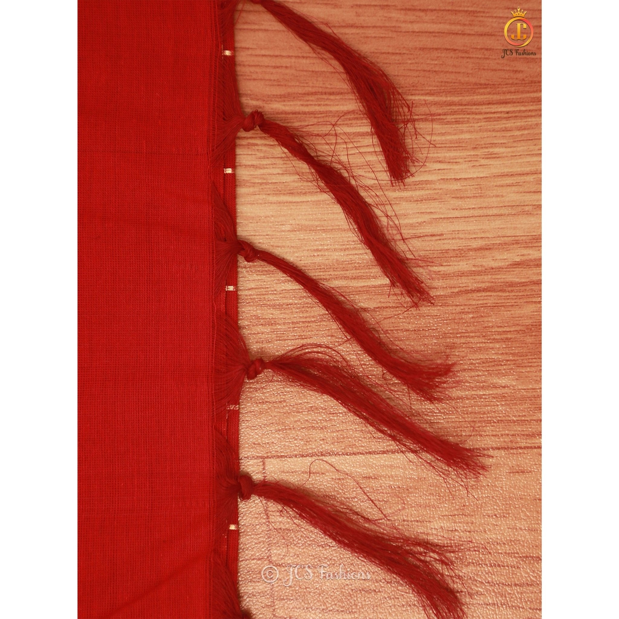 Big Kattem(Square) Body Kanchi Rich Cotton, Red Saree For Women SAREE JCS Fashions