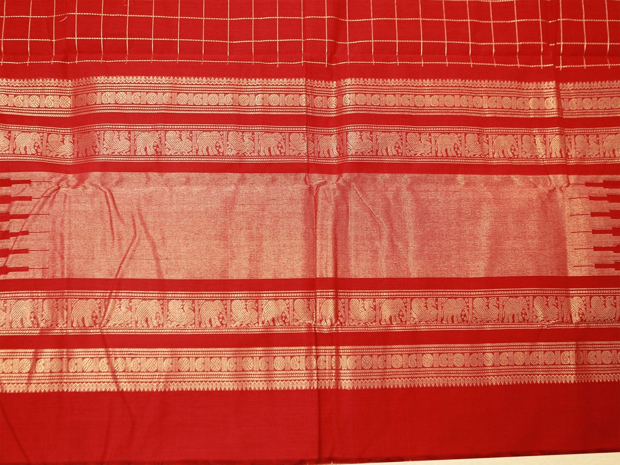 Big Kattem(Square) Body Kanchi Rich Cotton, Red Saree For Women SAREE JCS Fashions