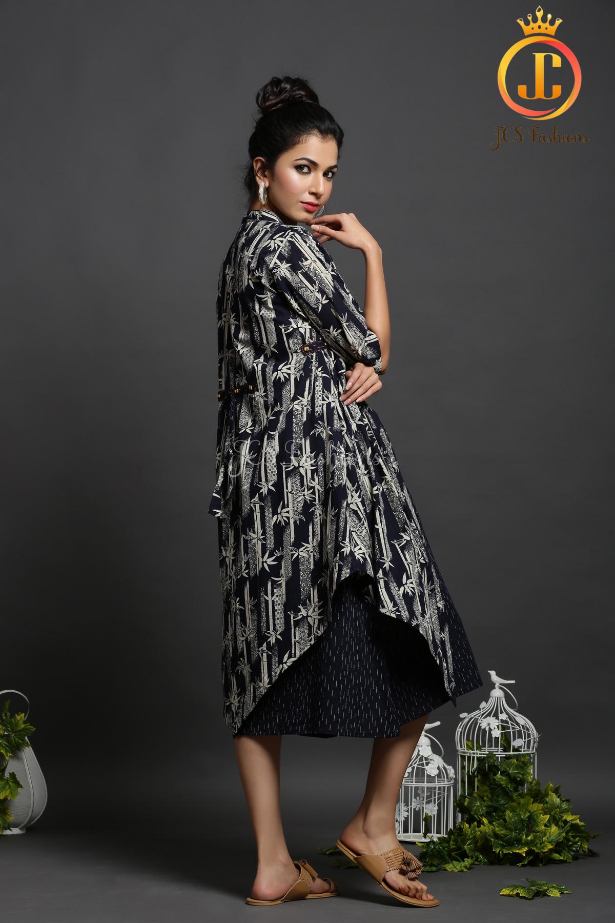 Black Color Double Layered Cotton Dress Sustainable JCS Fashions