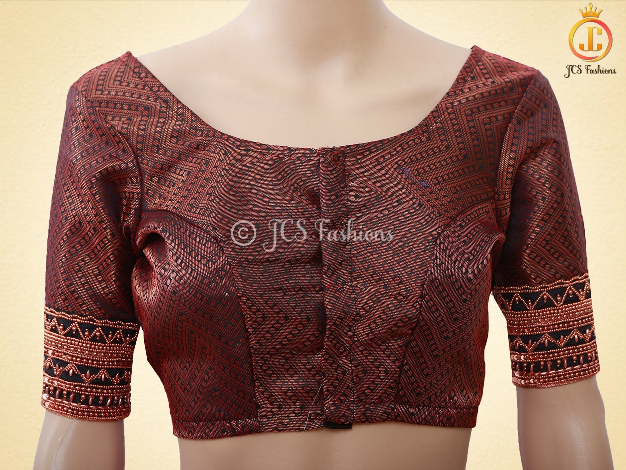 Black Copper Zari Soft Silk Saree With fully stitched Blouse SAREE JCS Fashions