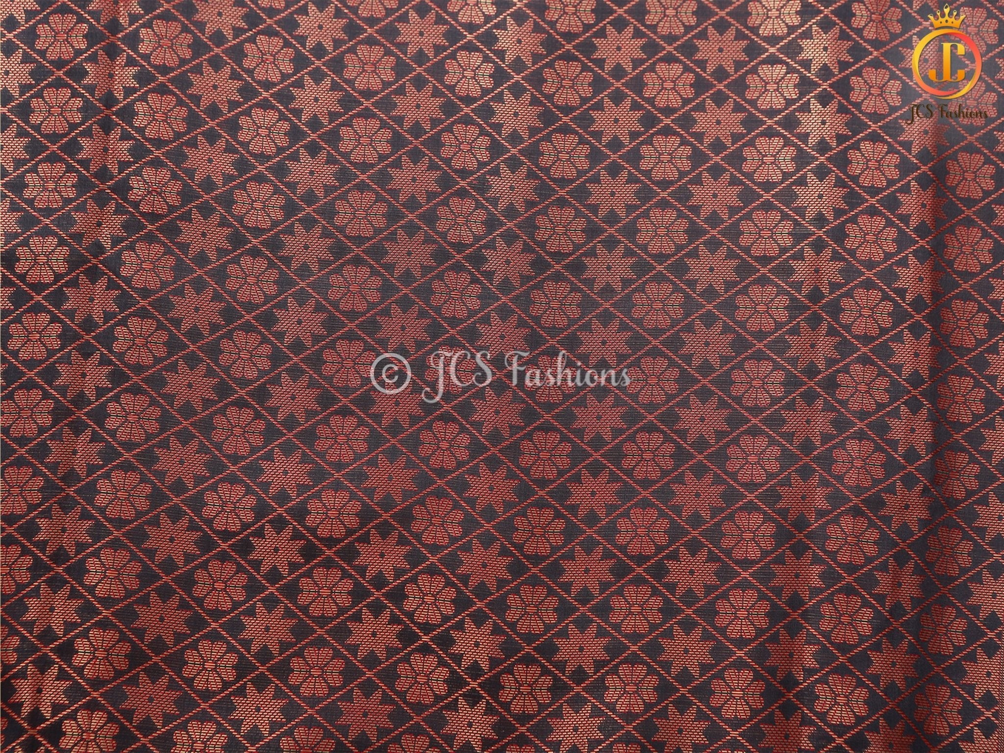 Black Copper Zari Soft Silk Saree With fully stitched Blouse SAREE JCS Fashions