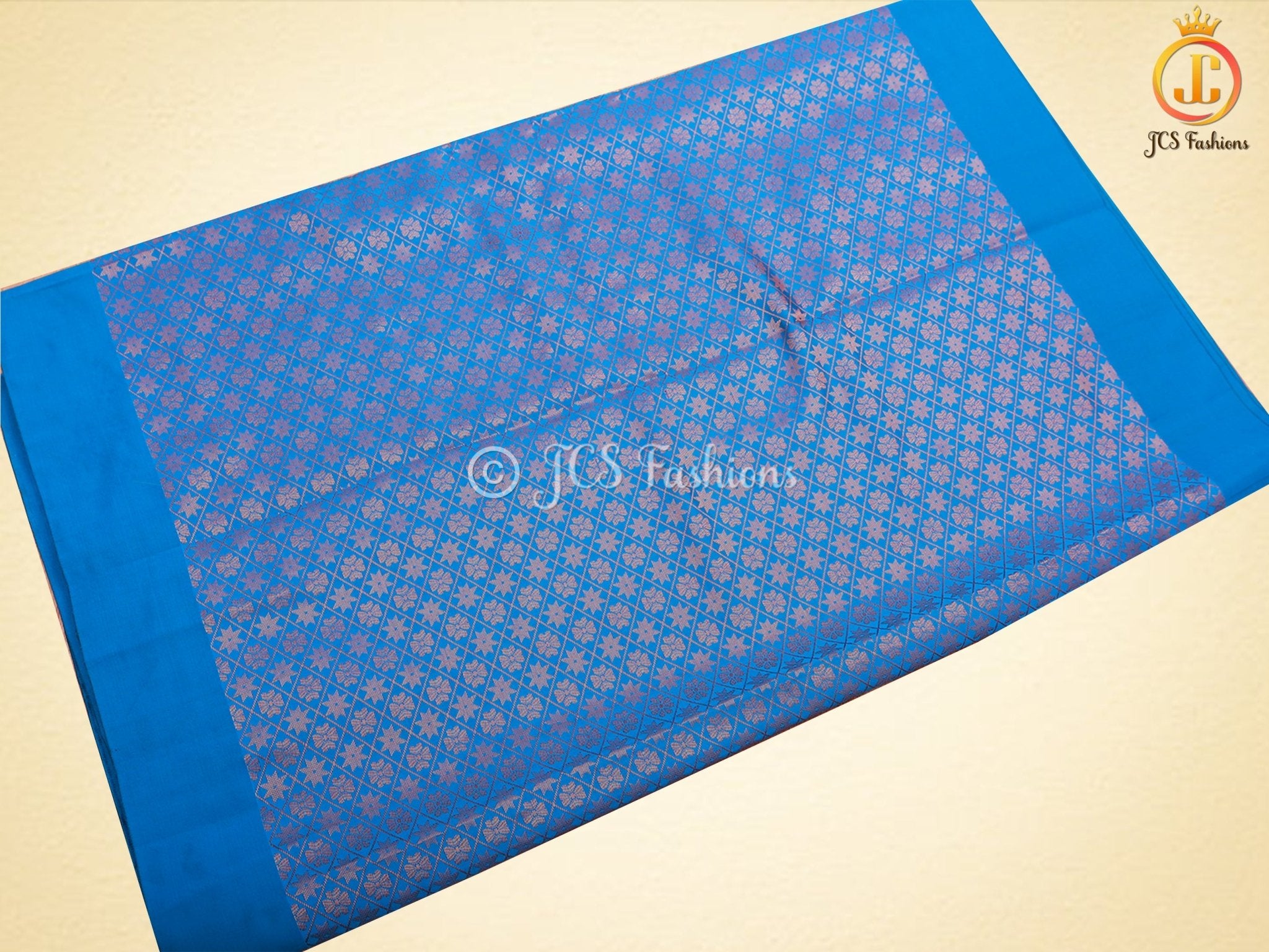 Blue Copper Zari Soft Silk Saree With fully stitched Blouse SAREE JCS Fashions