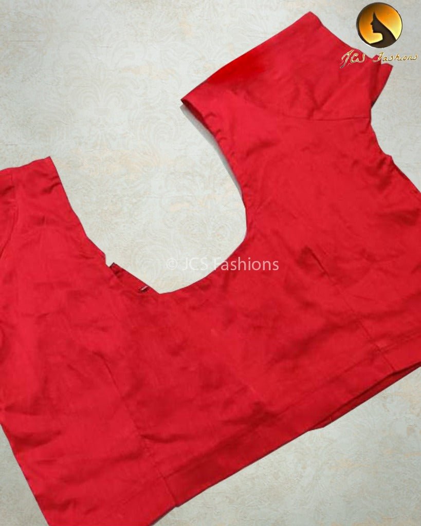 Chic Raw Silk Blouse: Elbow Sleeve and Back Knot - JCSFashions Blouse JCS Fashions Red 42