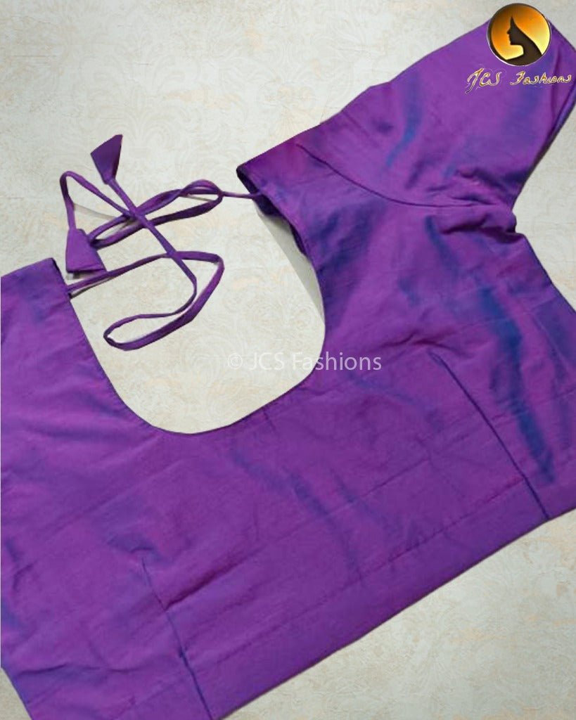 Chic Raw Silk Blouse: Elbow Sleeve and Back Knot - JCSFashions Blouse JCS Fashions Purple 42