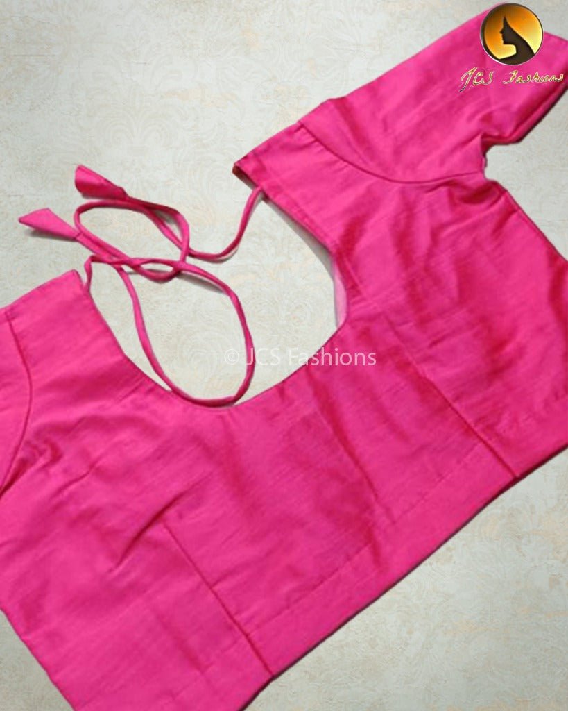 Chic Raw Silk Blouse: Elbow Sleeve and Back Knot - JCSFashions Blouse JCS Fashions Pink 42