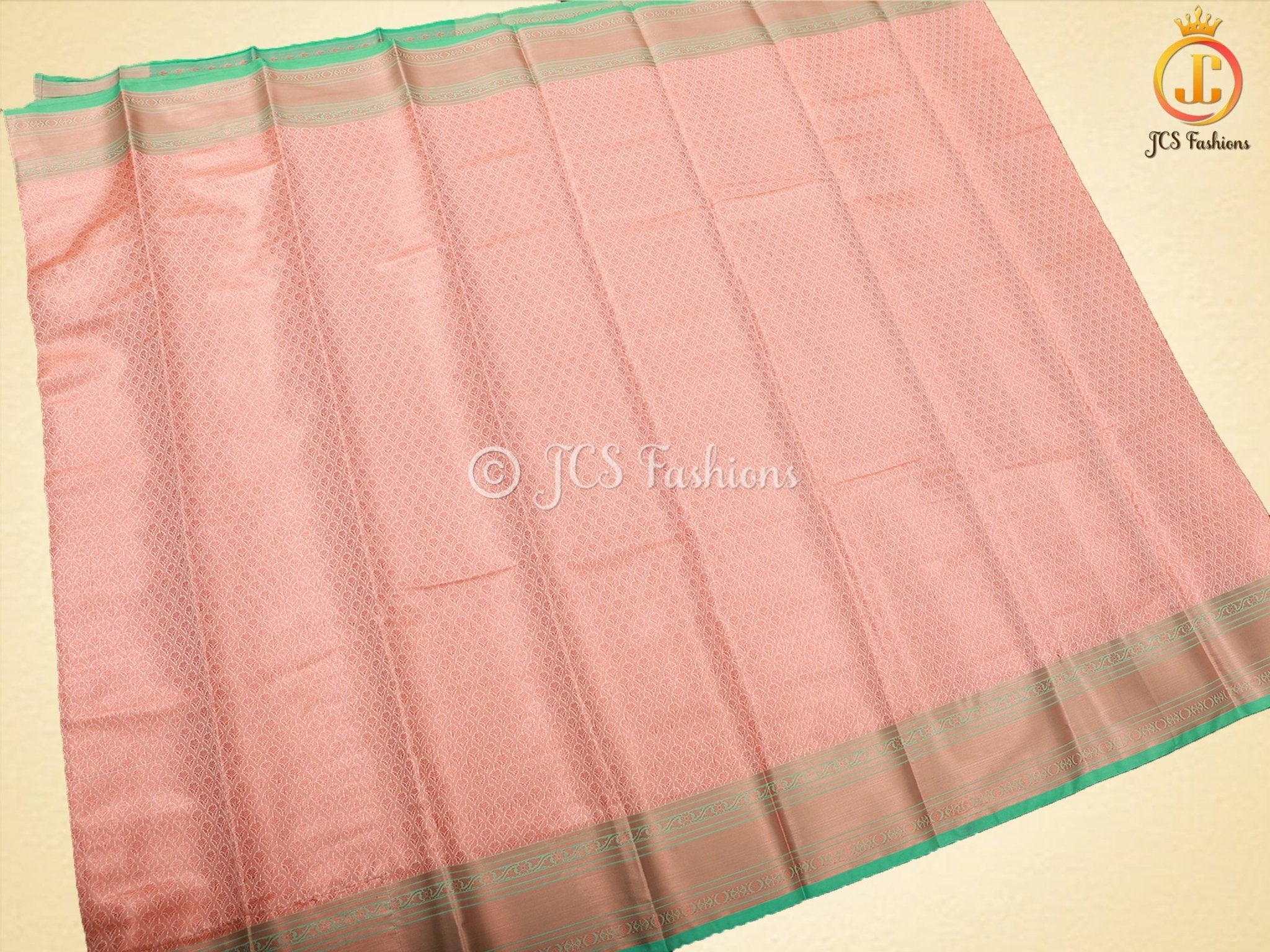 Copper Zari Border Semi-Soft Silk Saree With Blouse SAREE JCS Fashions