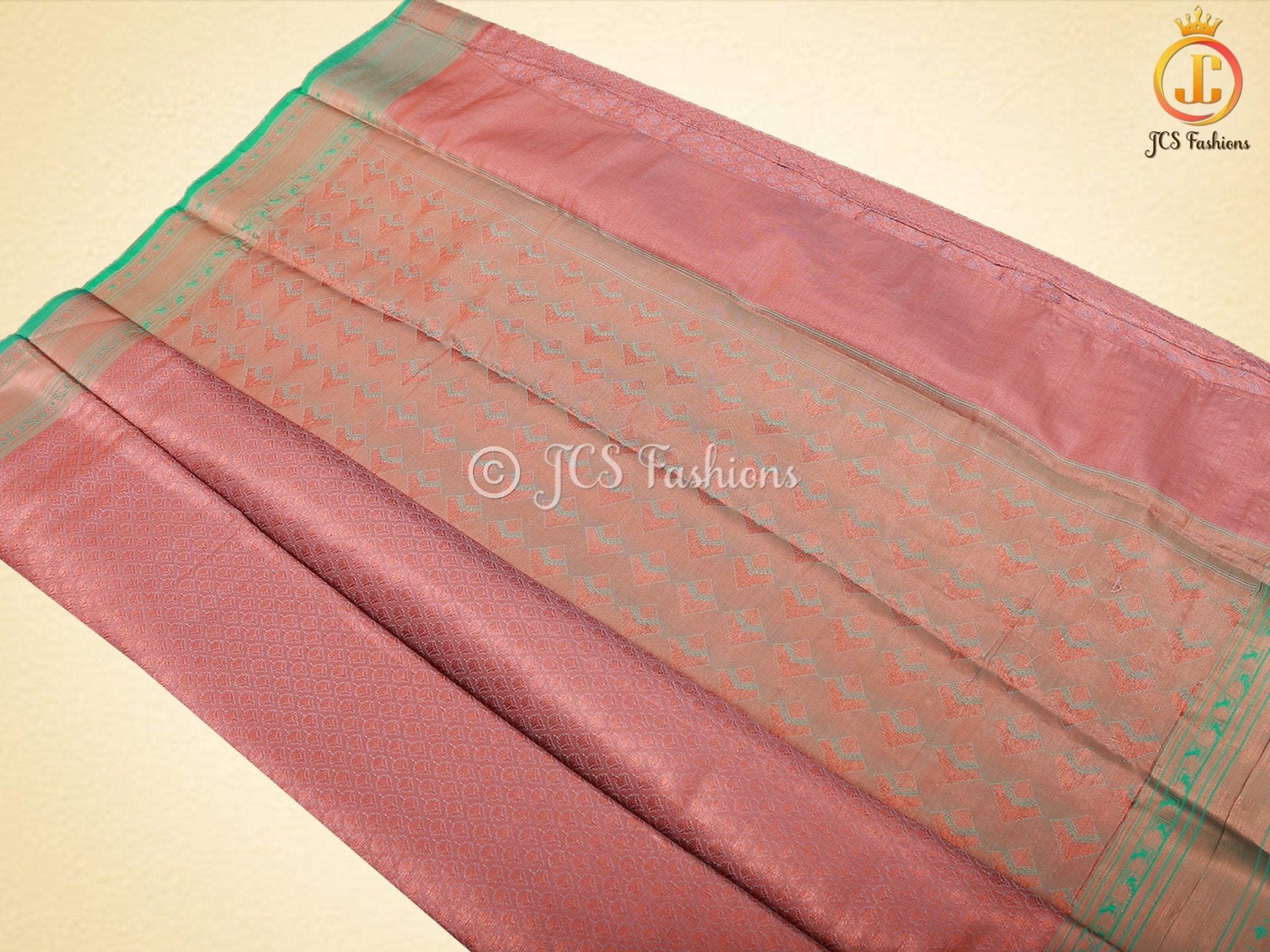 Copper Zari Border Semi-Soft Silk Saree With Blouse SAREE JCS Fashions
