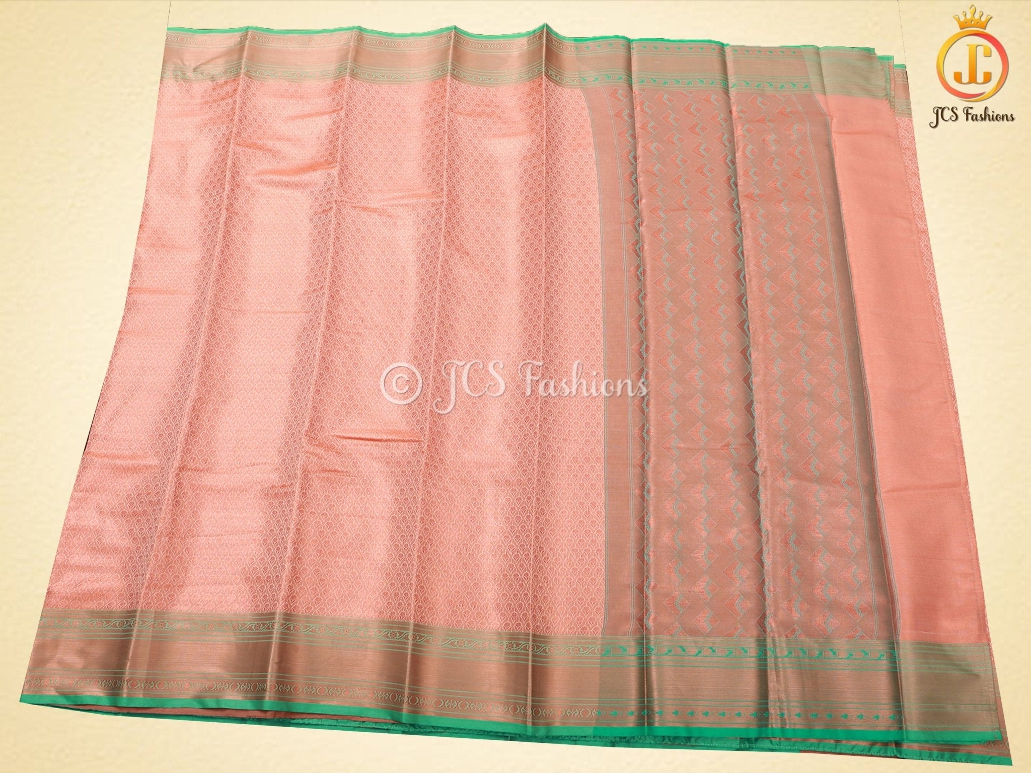 Copper Zari Border Semi-Soft Silk Saree With Blouse SAREE JCS Fashions