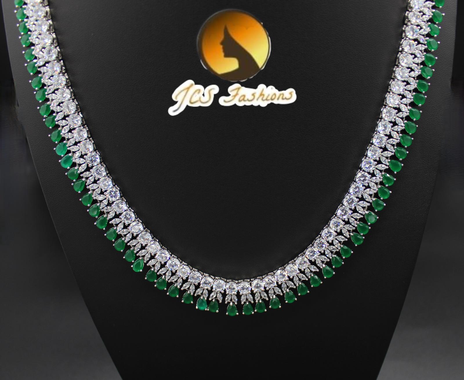 Cubic Zirconia Long Chain with Earring - JCS Fashions Jewelry JCS Fashions