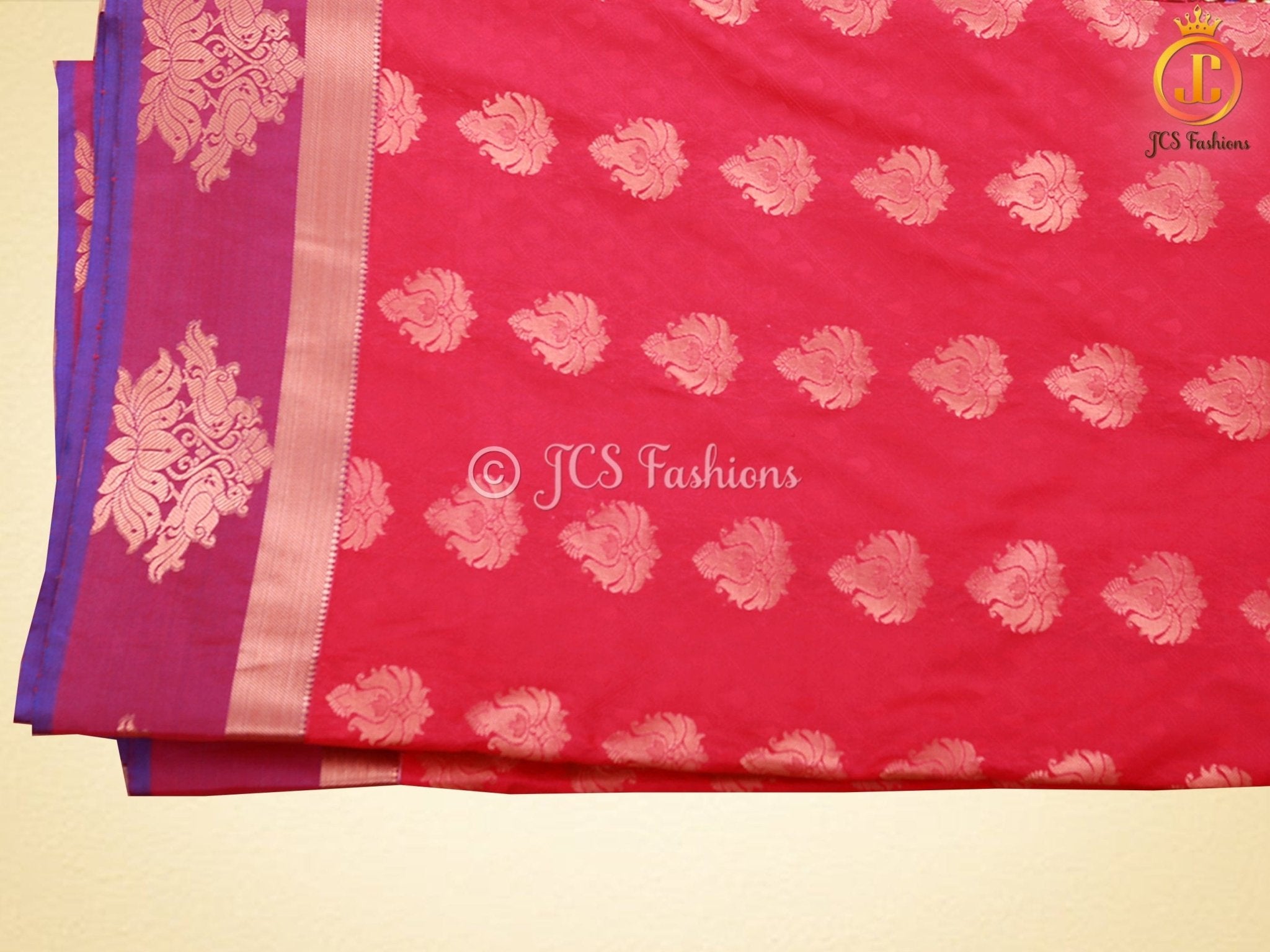 Dual-Shade Kanchipuram Blended Embossed Silk Saree With Blouse SAREE JCS Fashions