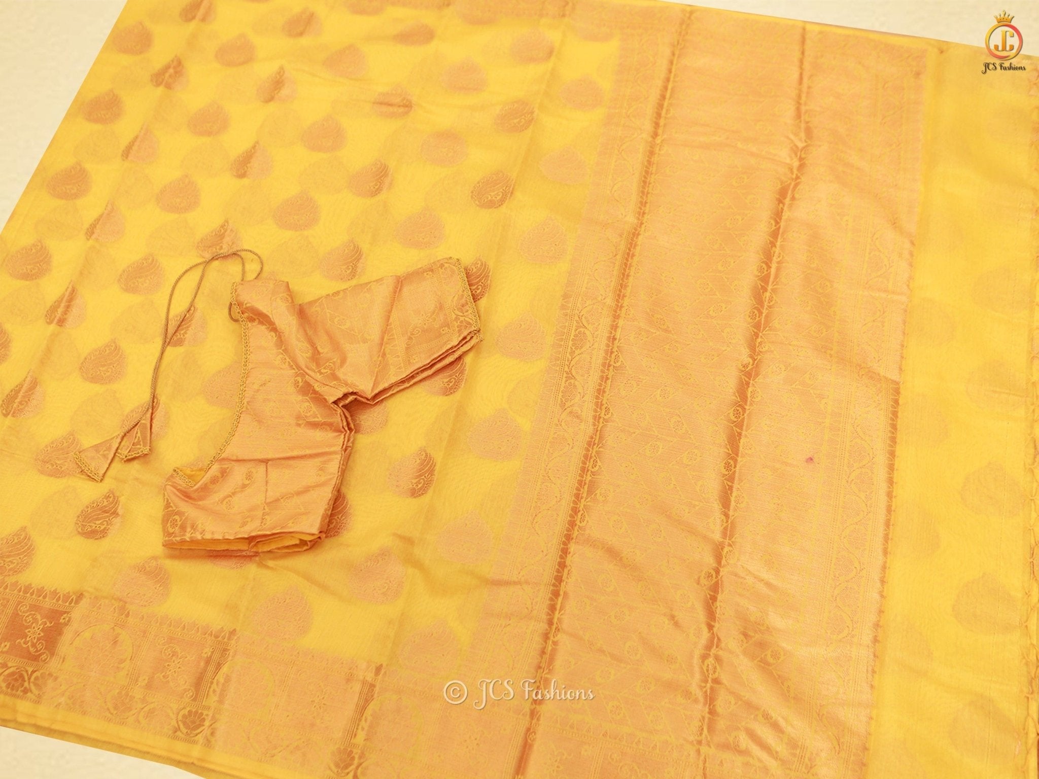 Elegant Indian Traditional Soft Silk Cotton Saree With Brocade Blouse SAREE JCS Fashions