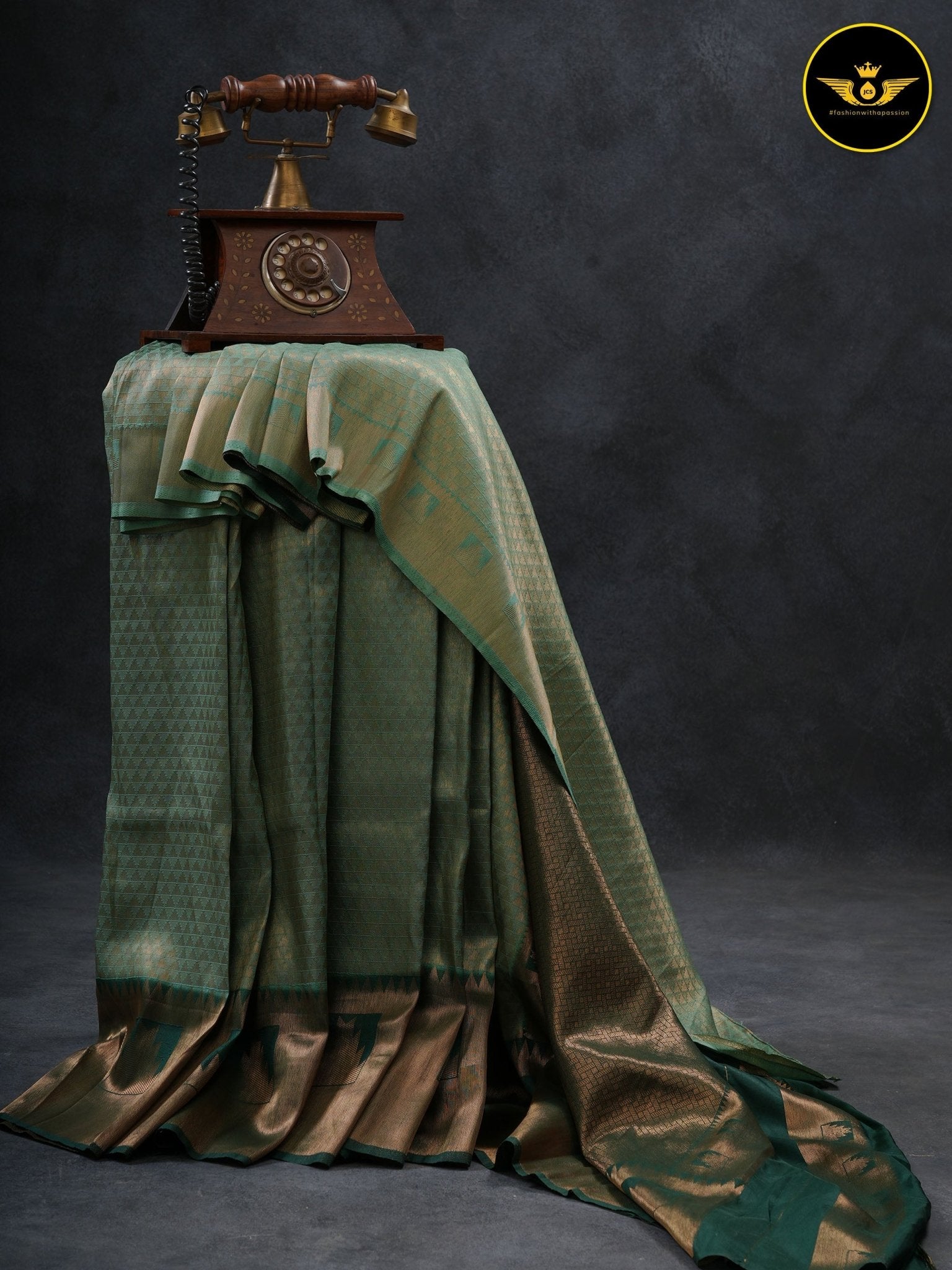 Exclusive Super Quality Banarasi Silk Saree With Contrast Blouse SAREE JCS Fashions Green 5.5 meters