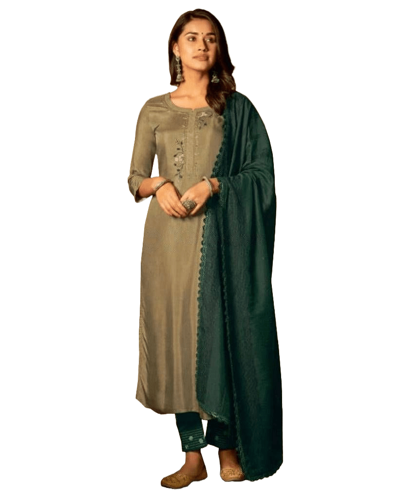 Mehendi Green Fancy Handwork 3-Piece Salwar Suit | JCSFashions Kurti JCS Fashions Mehendi Green Medium (38)