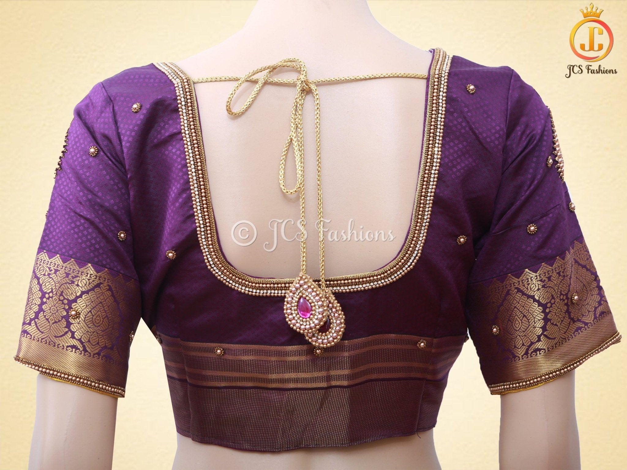 Gold Zari Border Korvai Plain Body Semi Silk Saree With Blouse SAREE JCS Fashions