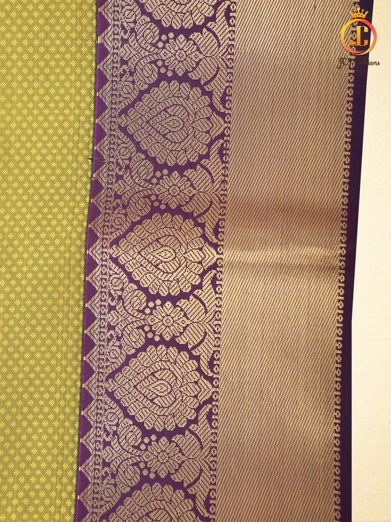 Gold Zari Border Korvai Plain Body Semi Silk Saree With Blouse SAREE JCS Fashions