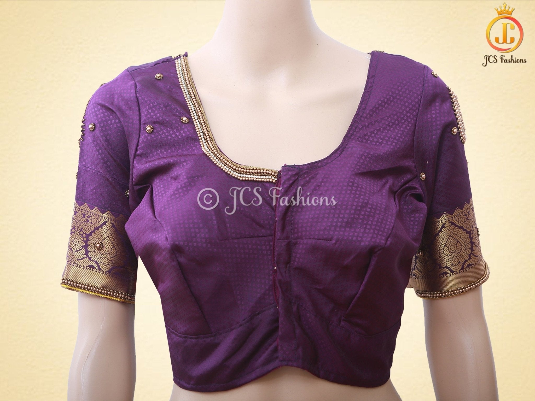 Gold Zari Border Korvai Plain Body Semi Silk Saree With Blouse SAREE JCS Fashions