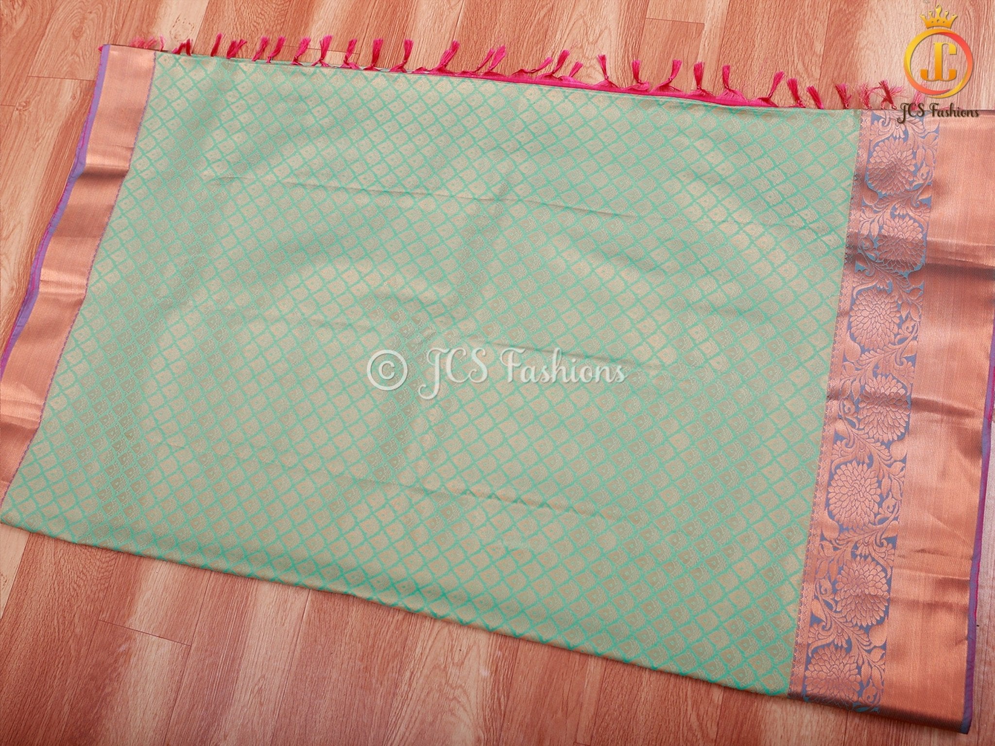 Gold Zari Thilagam Motifs Silk Saree with Fully Stitched Blouse SAREE JCS Fashions