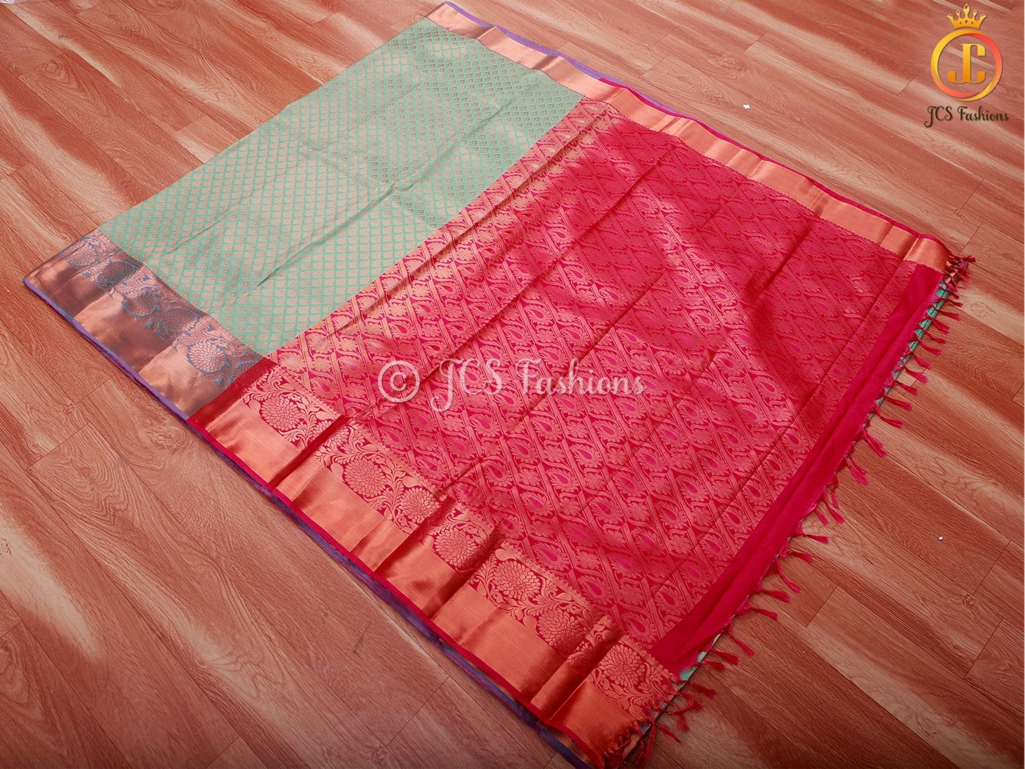 Gold Zari Thilagam Motifs Silk Saree with Fully Stitched Blouse SAREE JCS Fashions