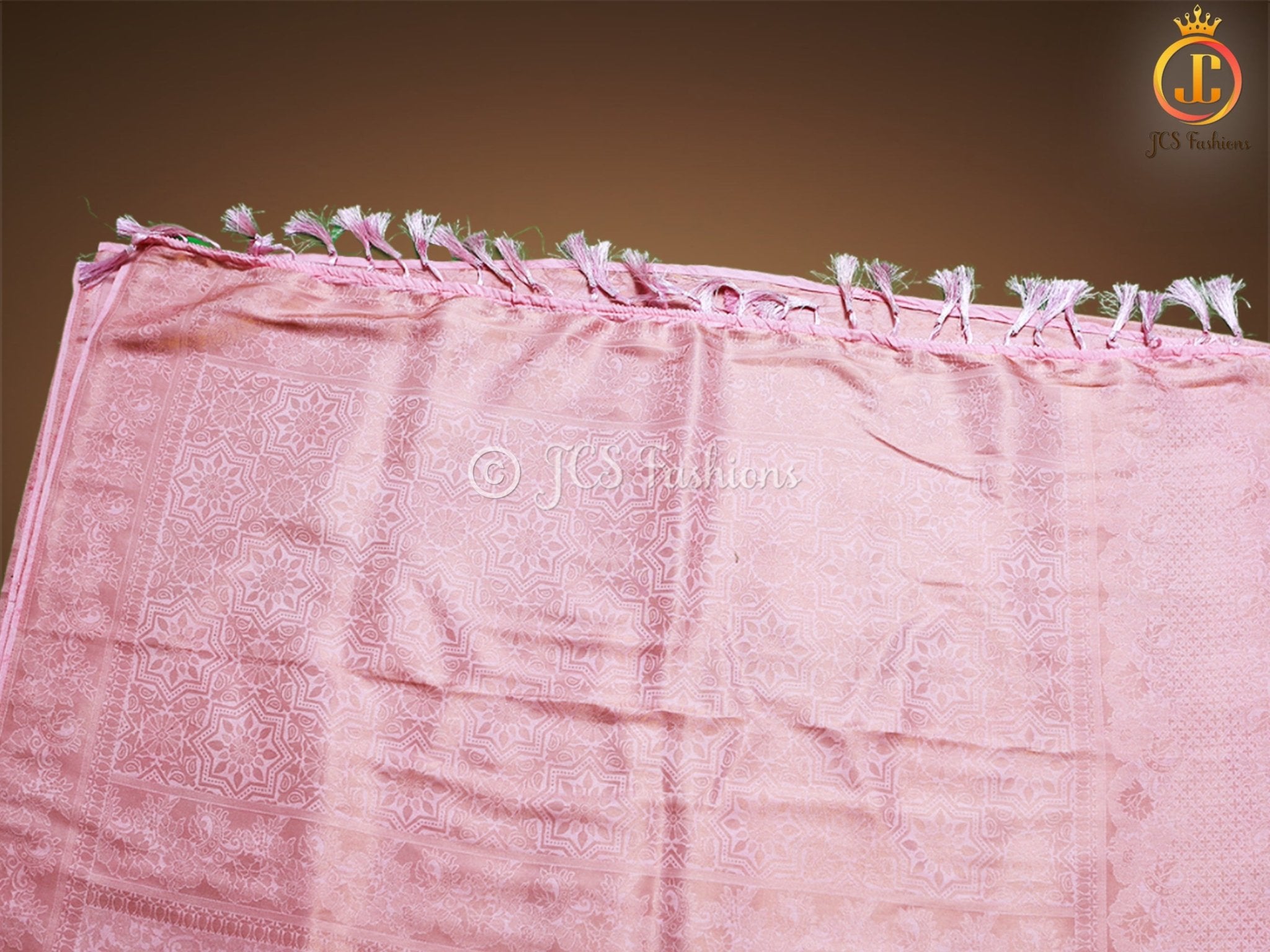 Golden Zari Weaving Peachy pink Soft Silk Saree With Fully stitched Blouse SAREE JCS Fashions