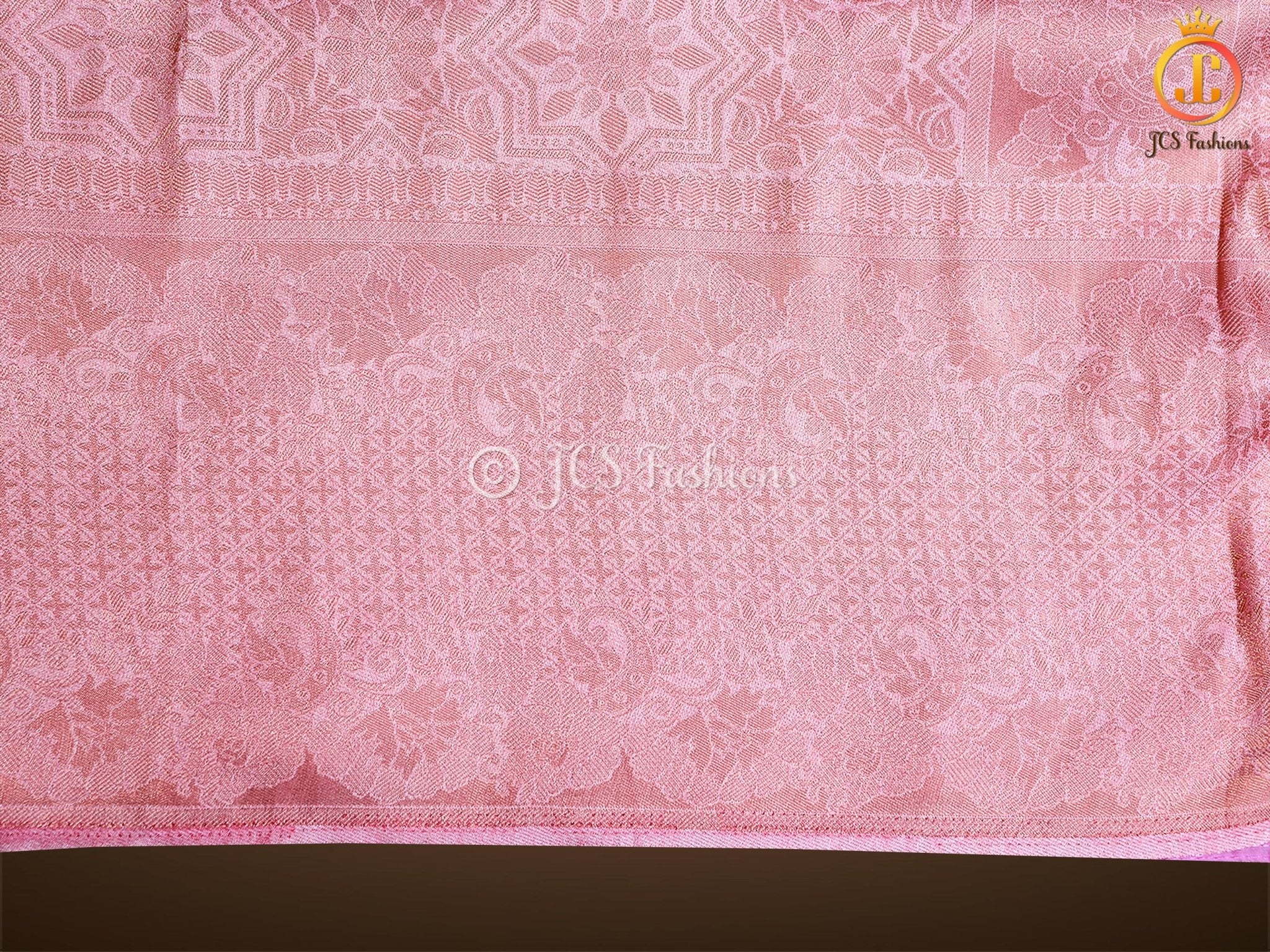Golden Zari Weaving Peachy pink Soft Silk Saree With Fully stitched Blouse SAREE JCS Fashions